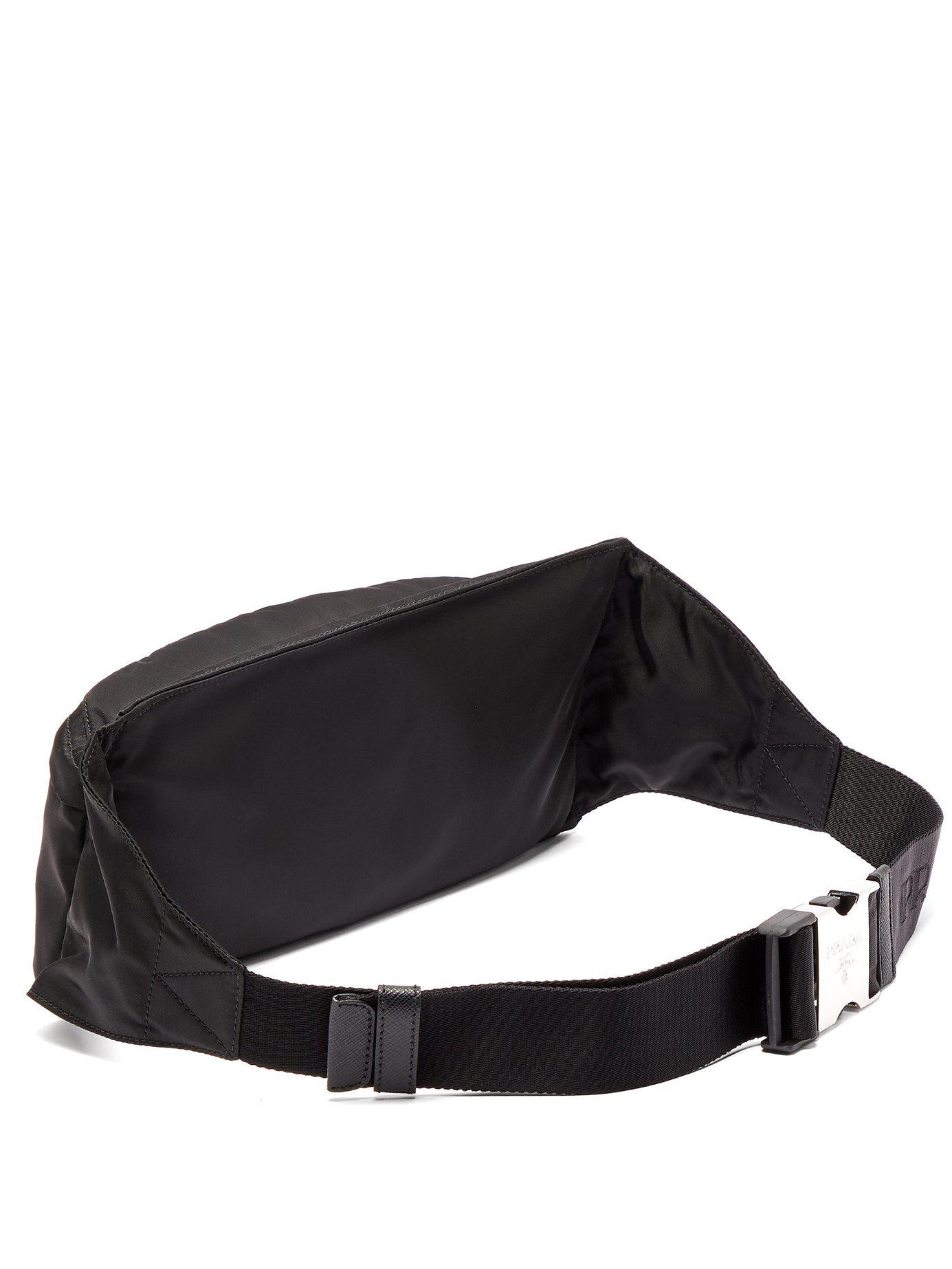 Prada Nylon Double Zip Belt Bag in Black | Lyst