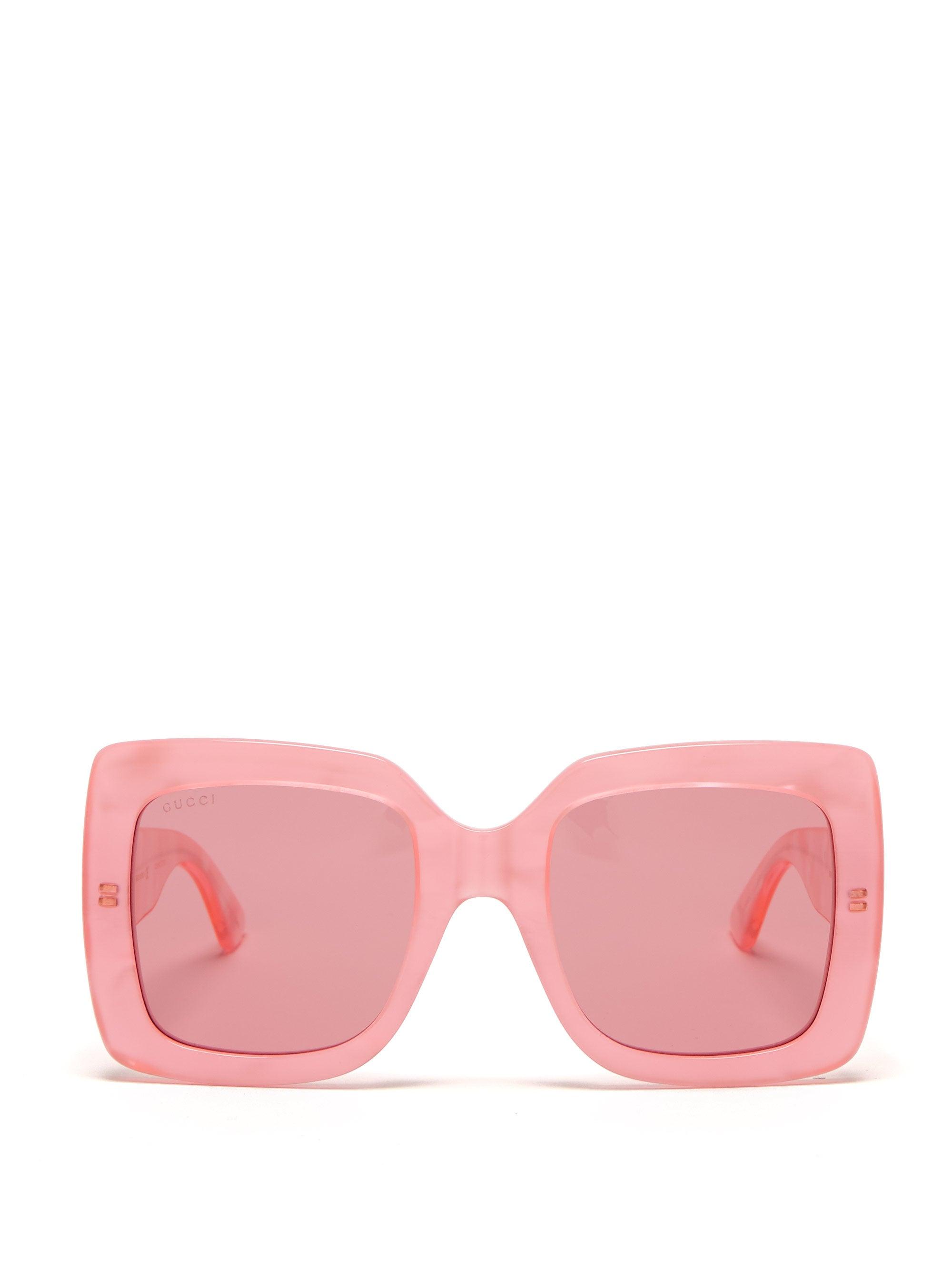 Gucci Oversized Square Pearlescent-acetate Sunglasses in Pink | Lyst