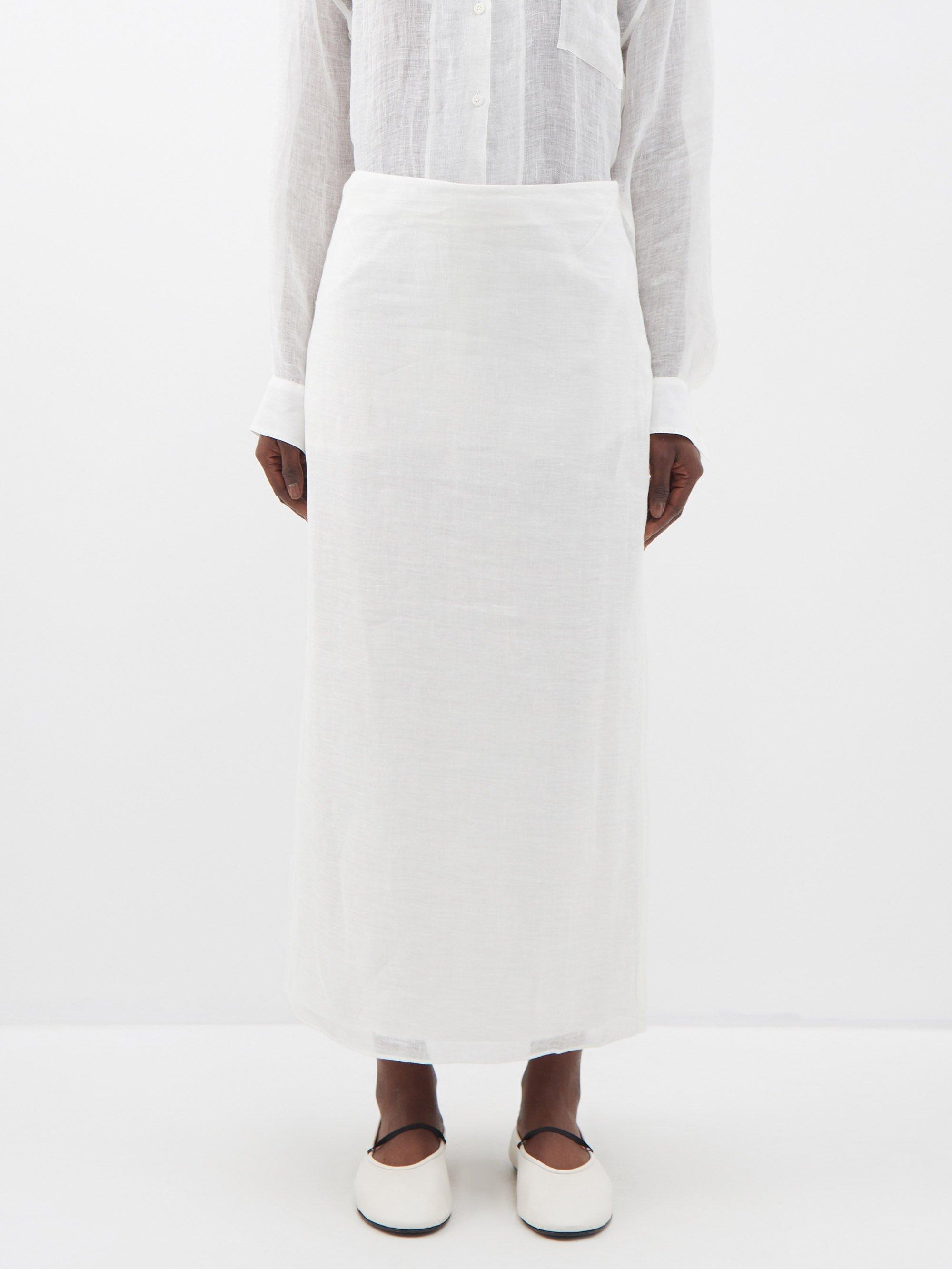 The Row Berth Linen Maxi Skirt in White | Lyst