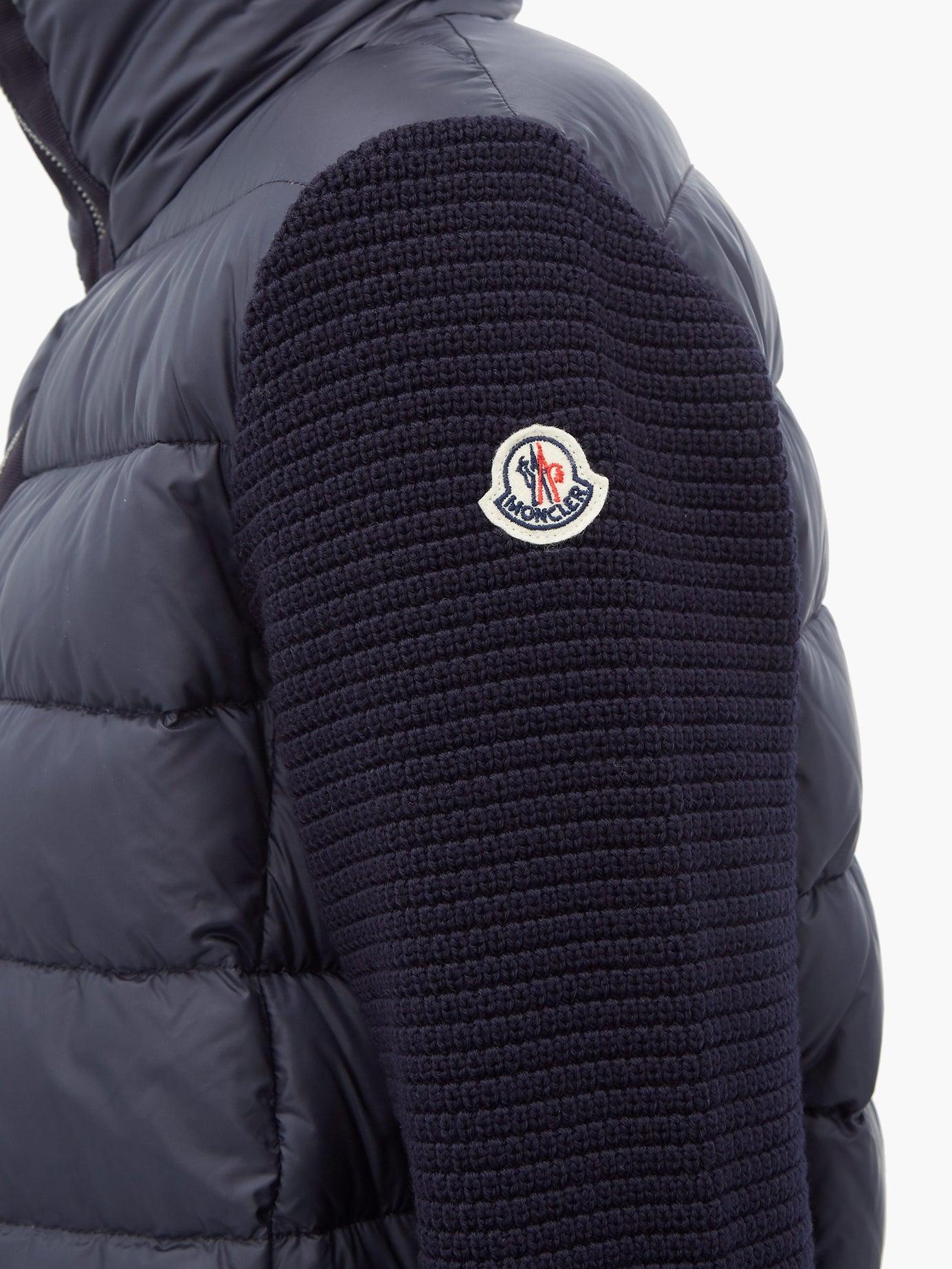 Moncler Synthetic Knitted Sleeve Quilted Down Jacket in Navy (Blue) - Lyst