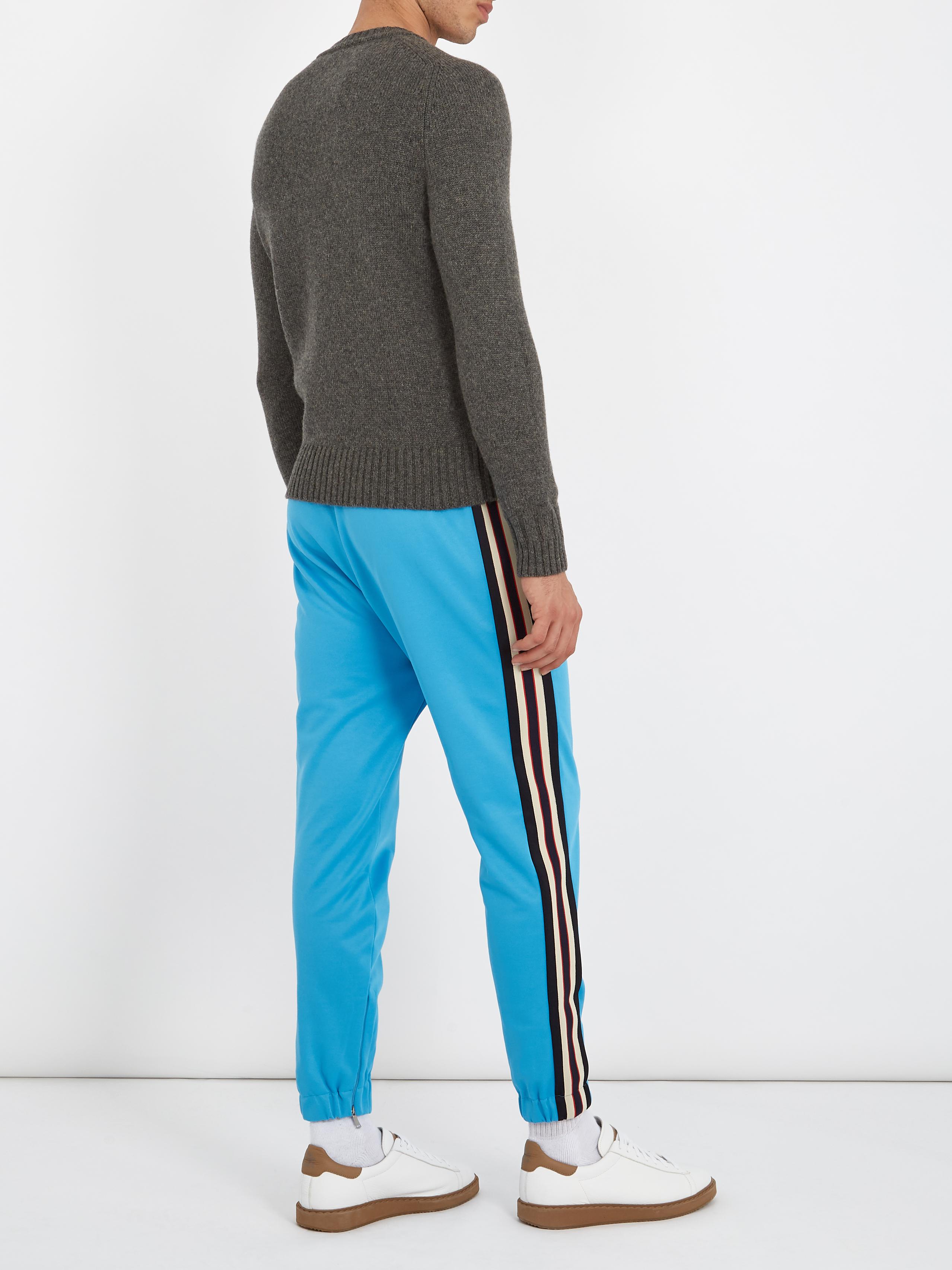 Gucci Side-stripe Tapered-leg Jersey Track Pants in Blue for Men 
