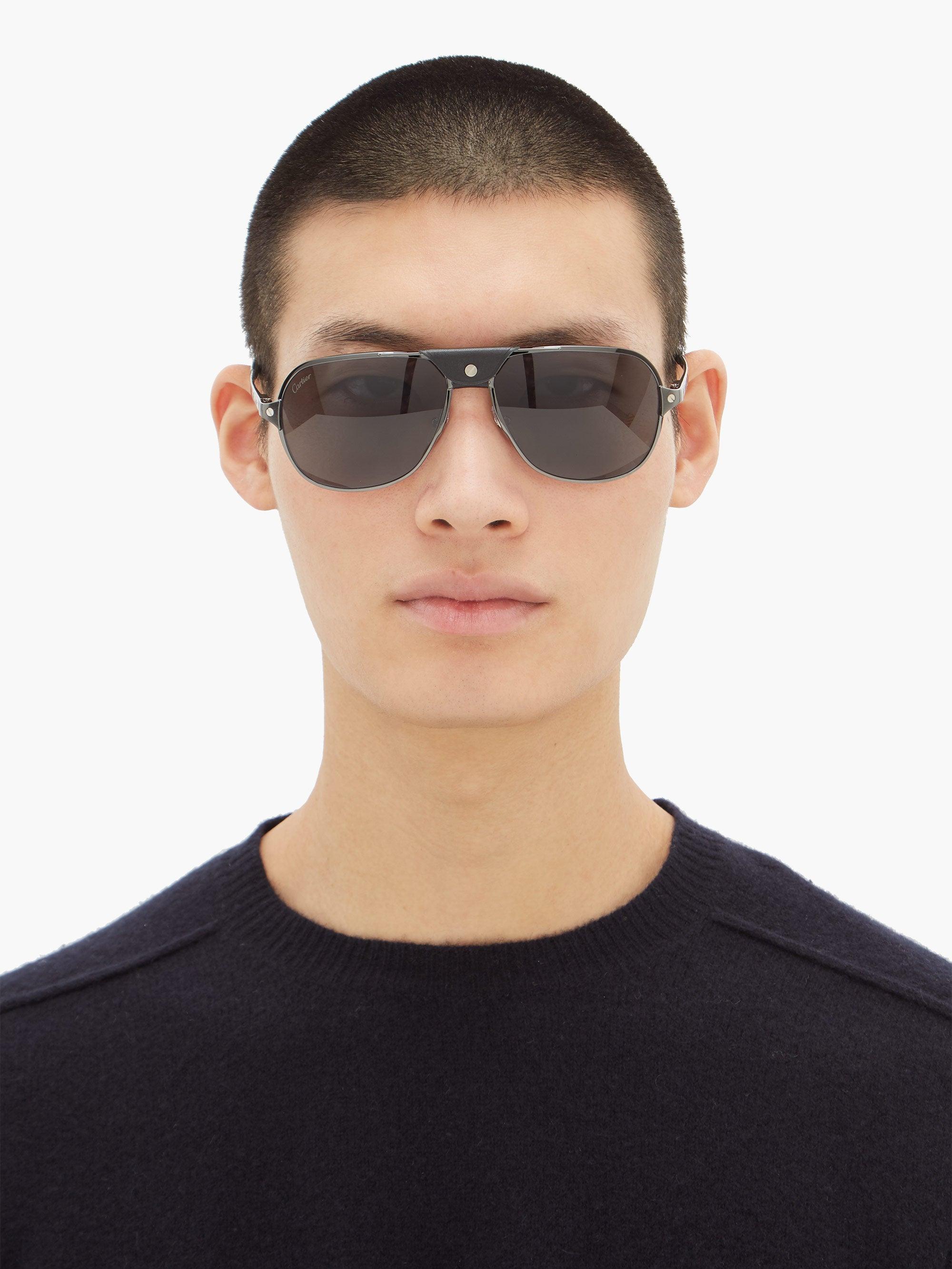 De Cartier Aviator Metal Sunglasses 
