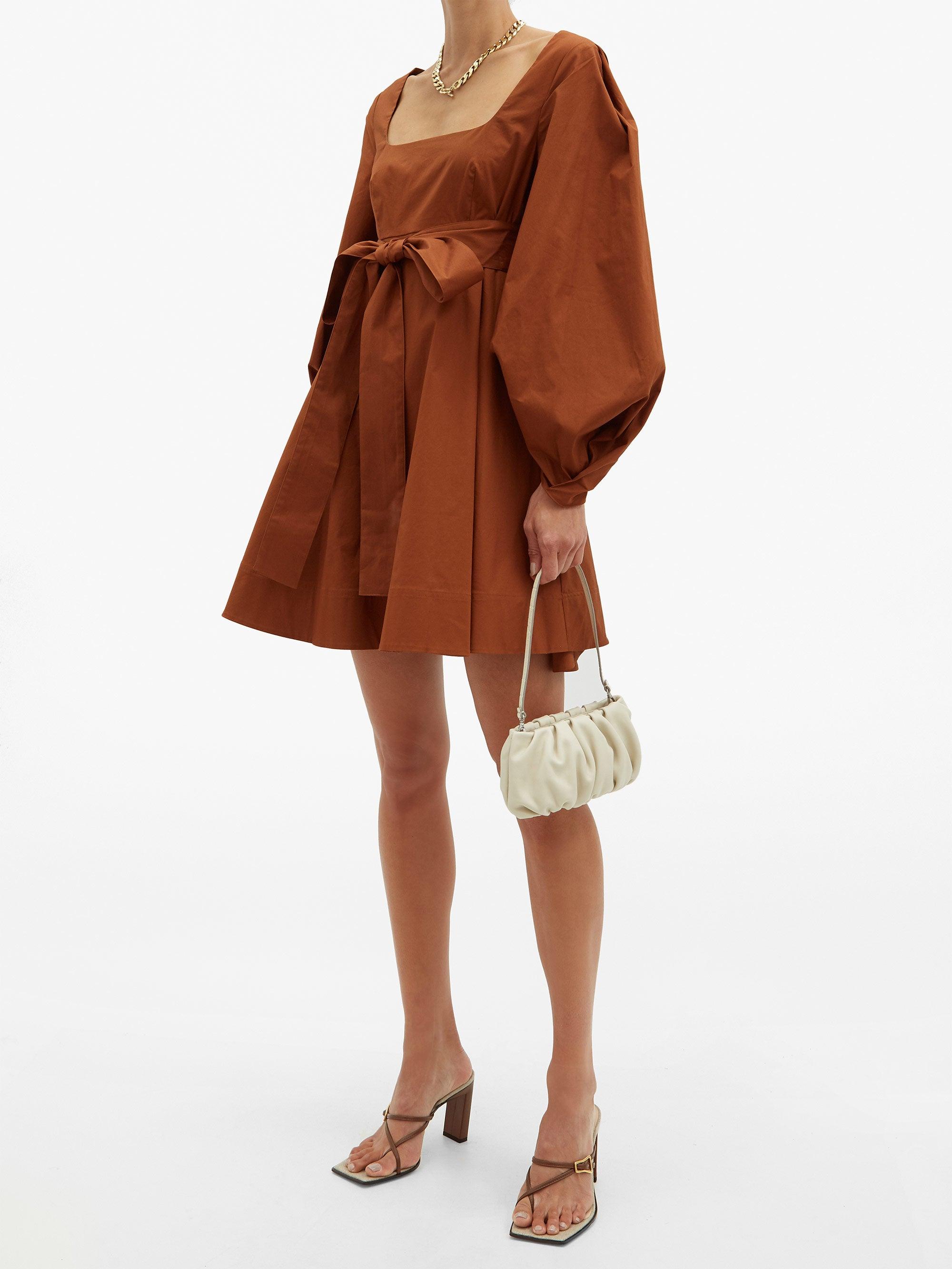 cotton square neck mini dress