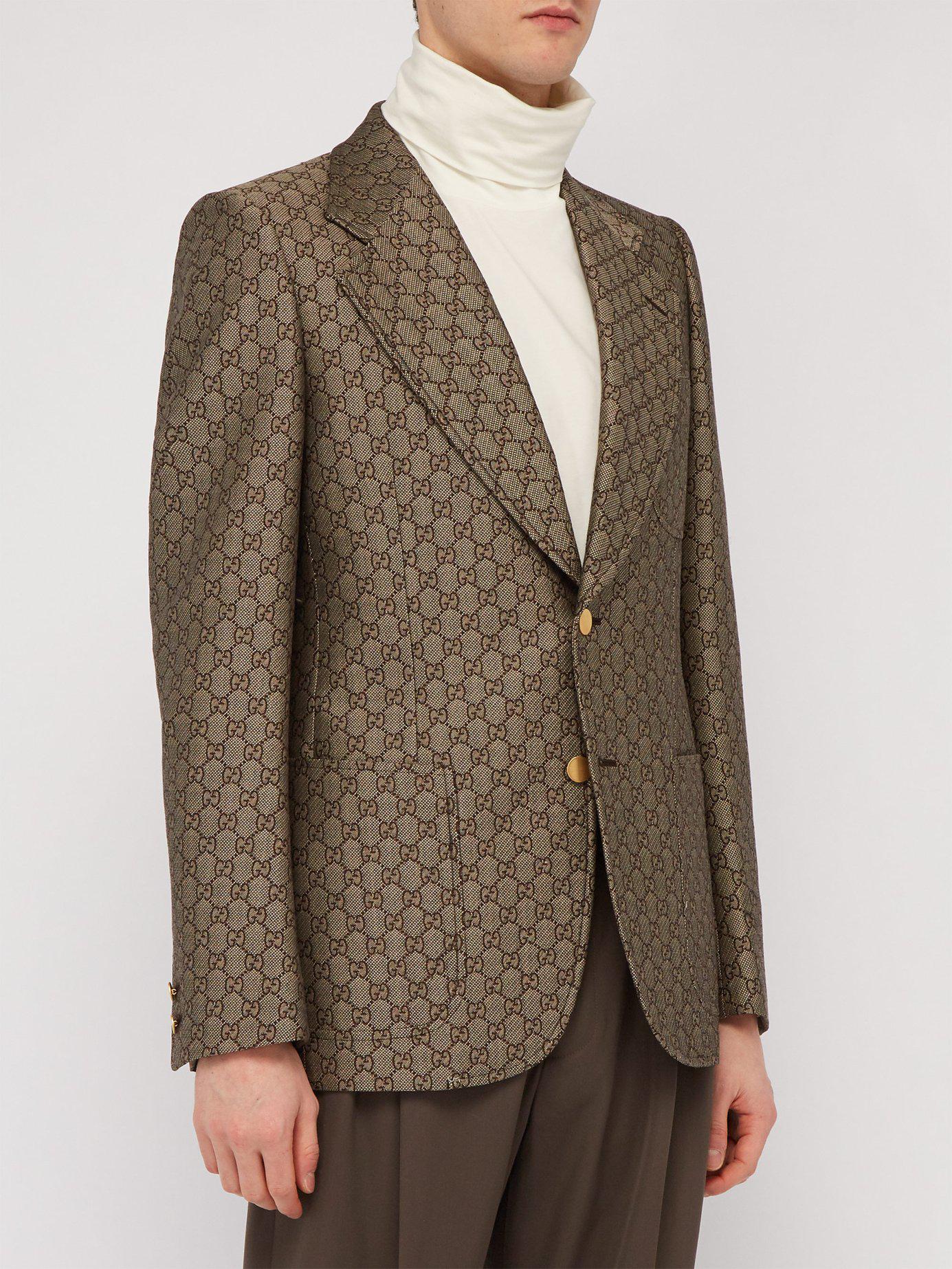 Gucci Gg Monogram Single Breasted Suit Jacket in Natural for Men