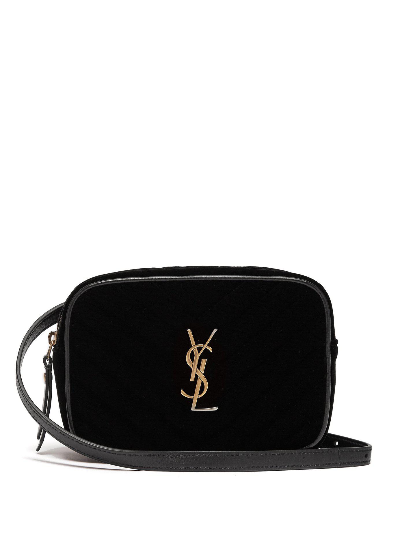 Saint Laurent Lou Quilted-velvet Belt Bag in Black