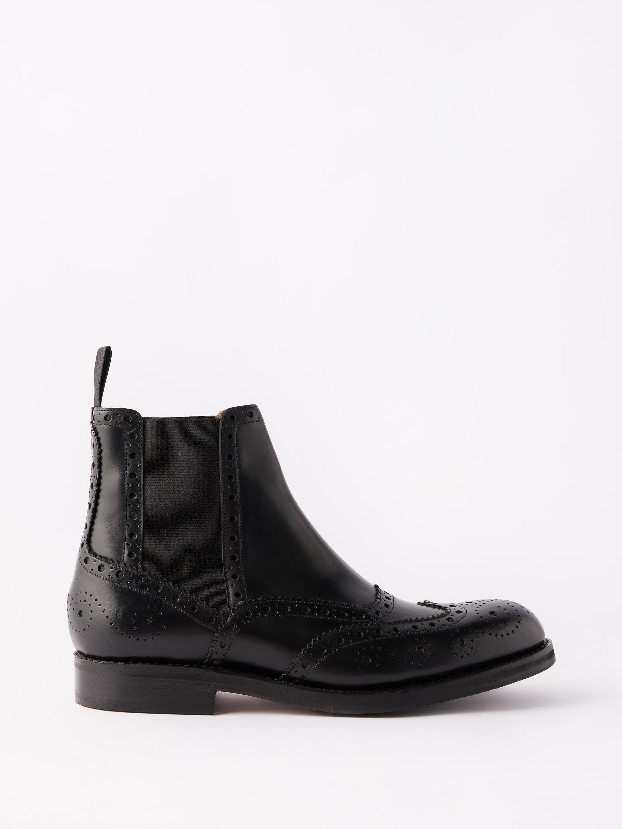 Grenson Ralph Brogued Leather Chelsea Boots in Black Men | Lyst