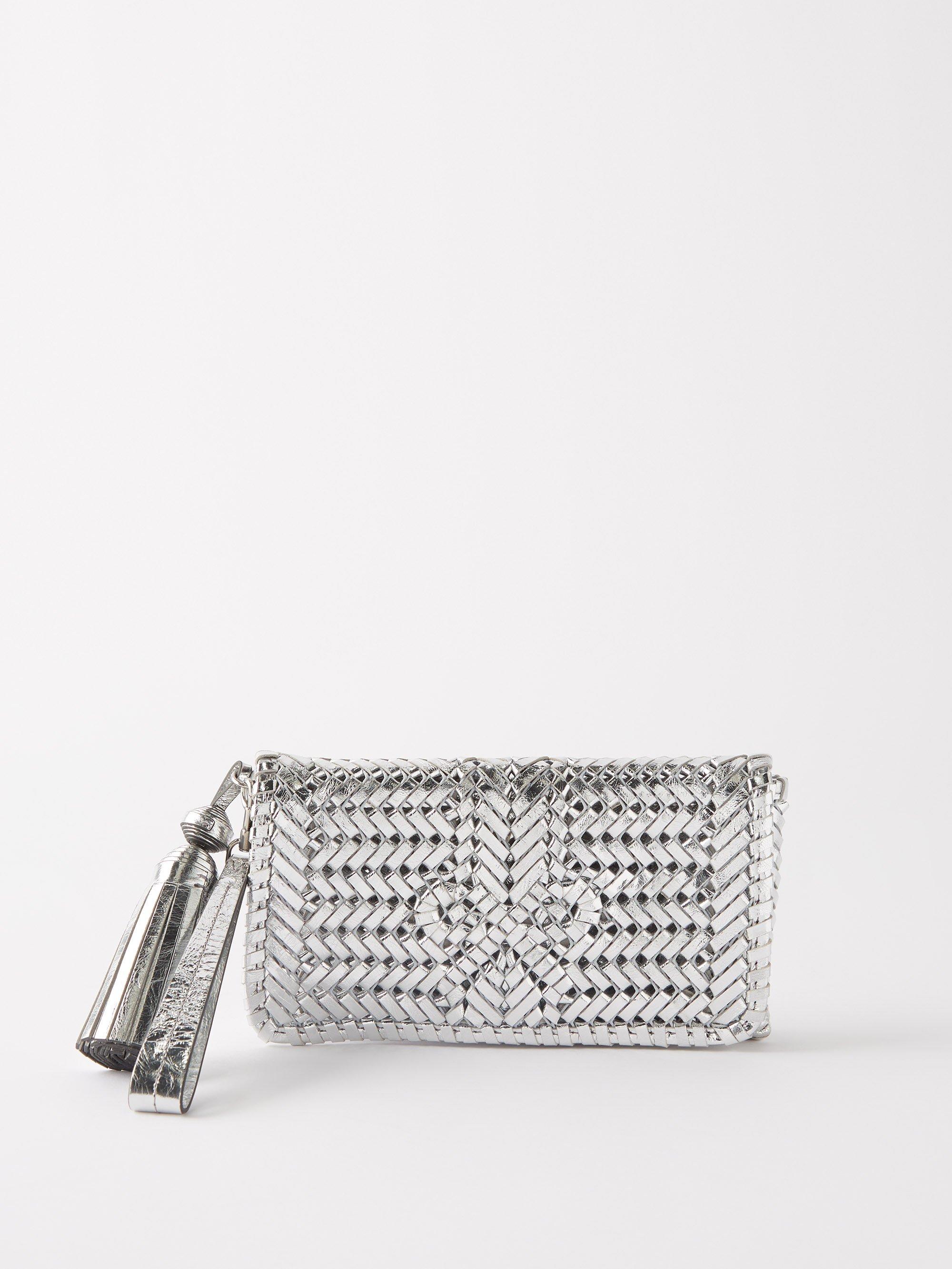 Anya Hindmarch Neeson Braided Metallicleather Clutch Bag in White Lyst