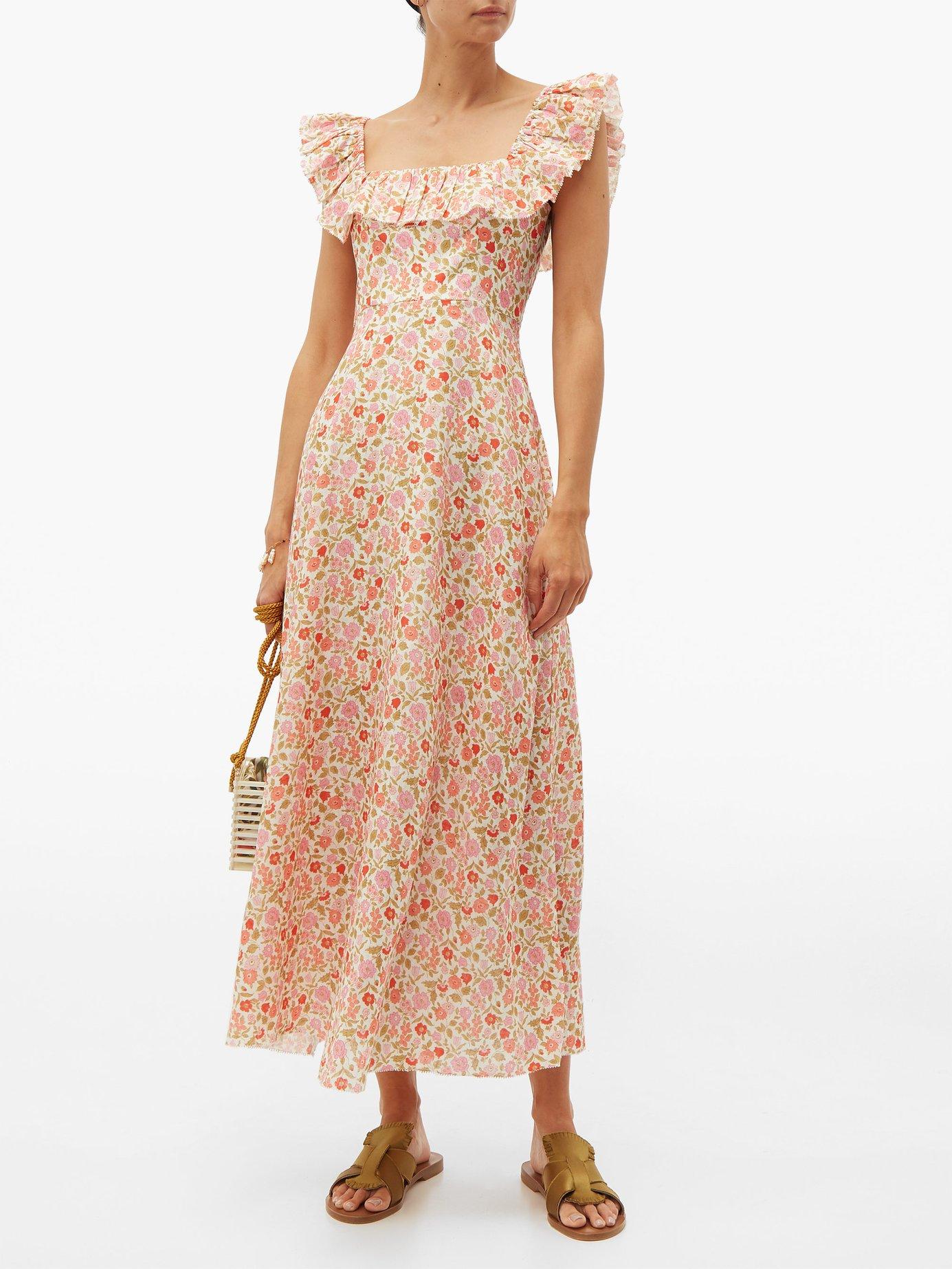 Zimmermann Goldie Floral Print Linen Maxi Dress in Pink - Lyst