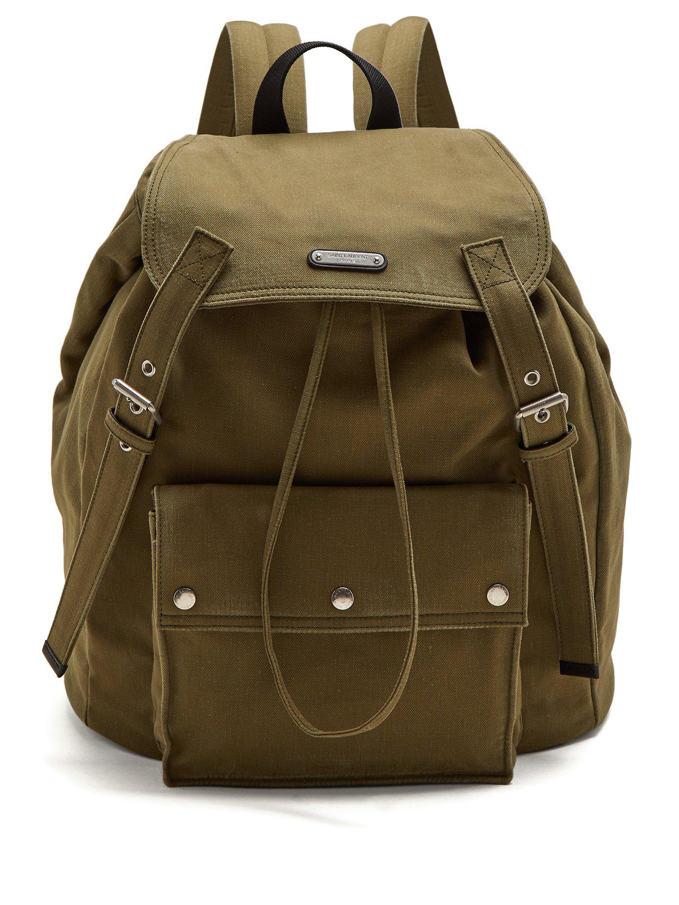 Saint Laurent Canvas Backpack in Khaki (Green) for Men - Lyst