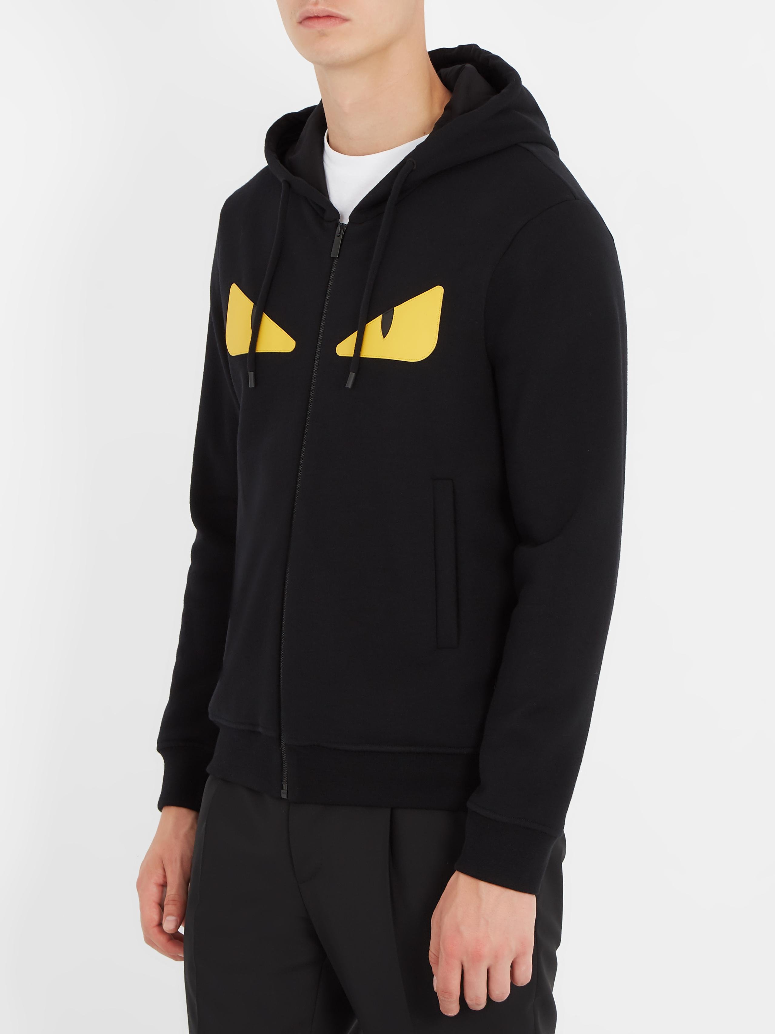 Fendi Bag Bugs Eyes-appliqué Wool-blend Hooded Sweater in Black for Men |  Lyst