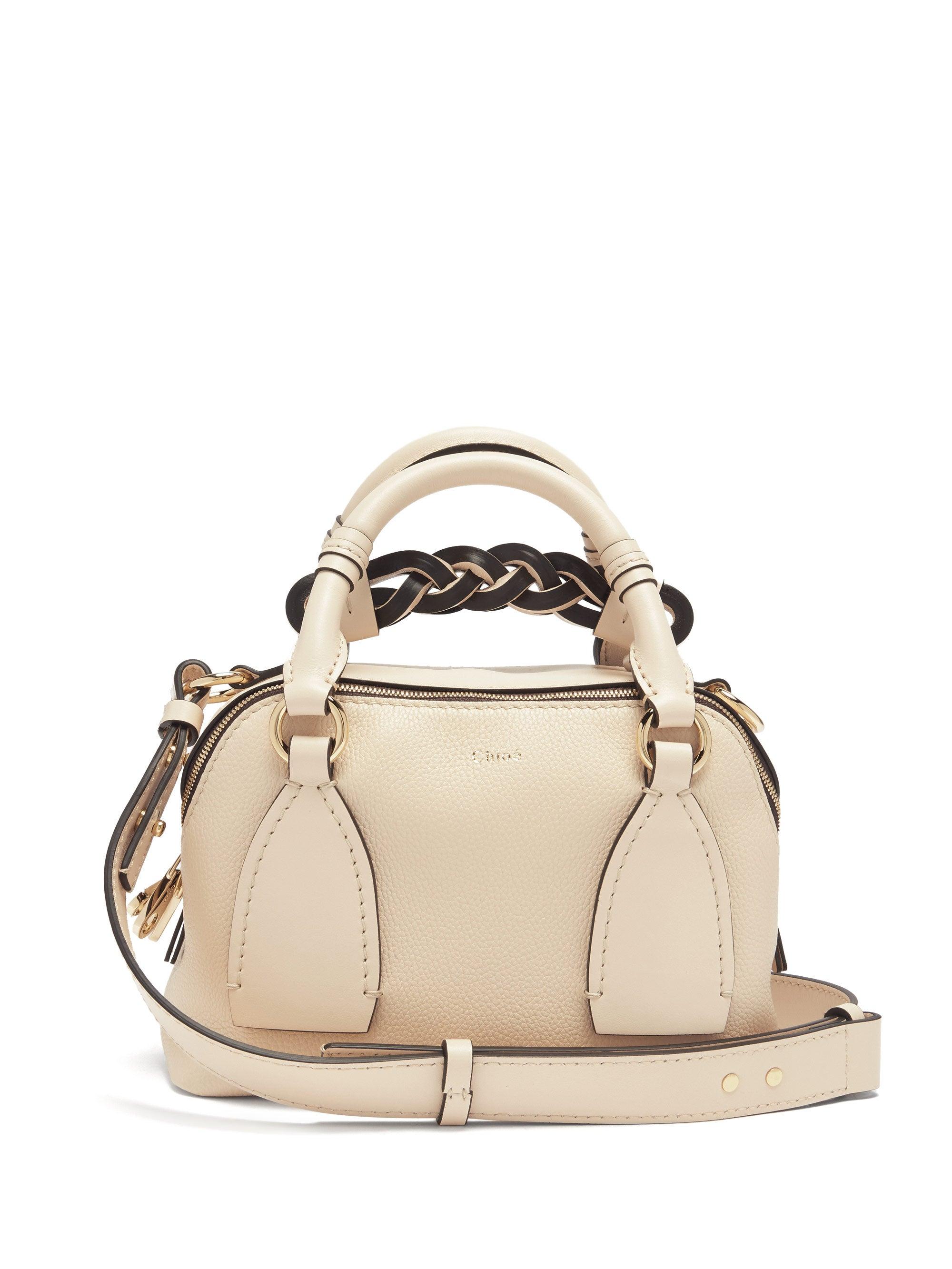 Chloé Leather Daria Shoulder Bag Small in Beige (Natural) | Lyst