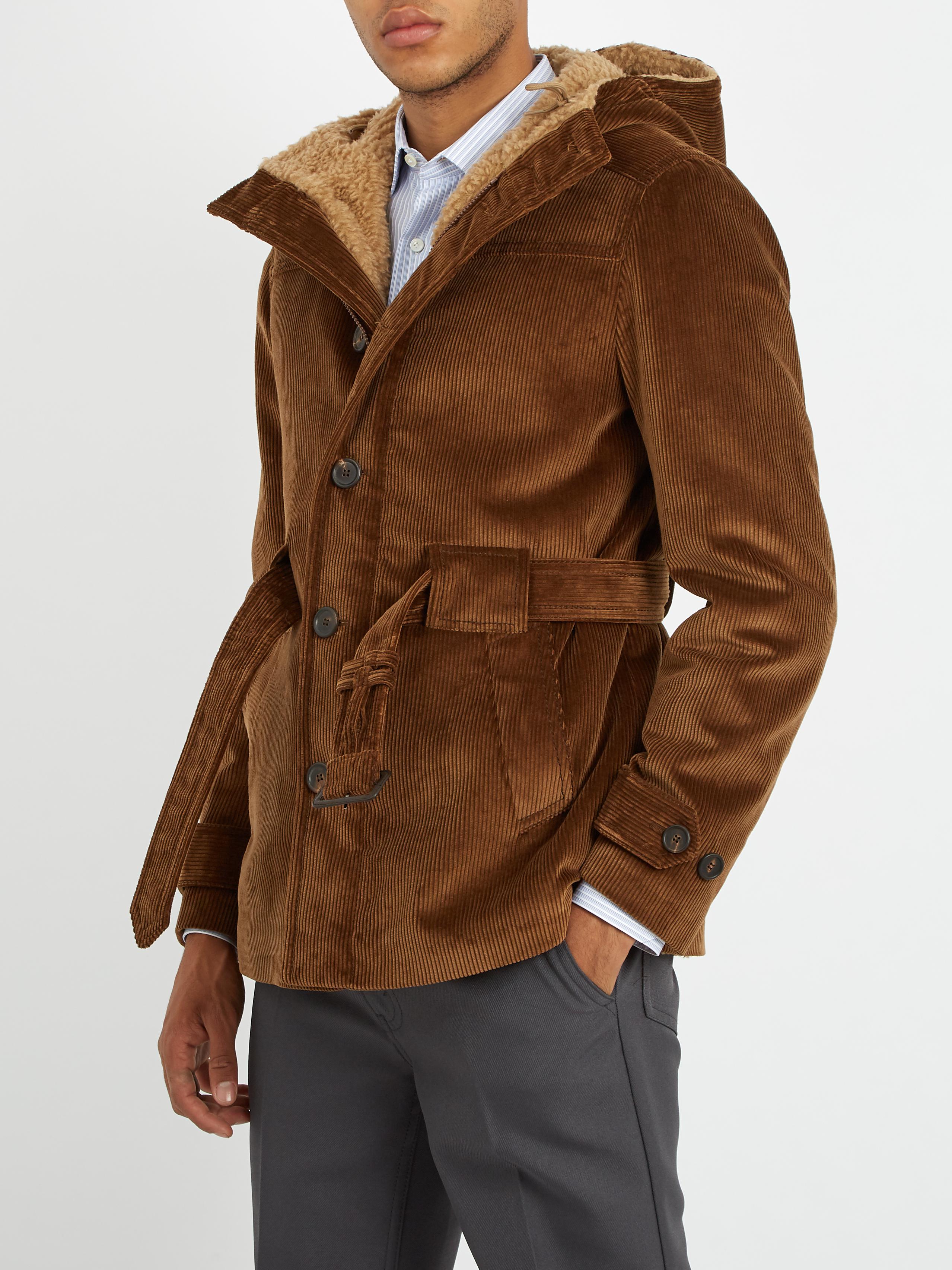 corduroy hooded jacket men's