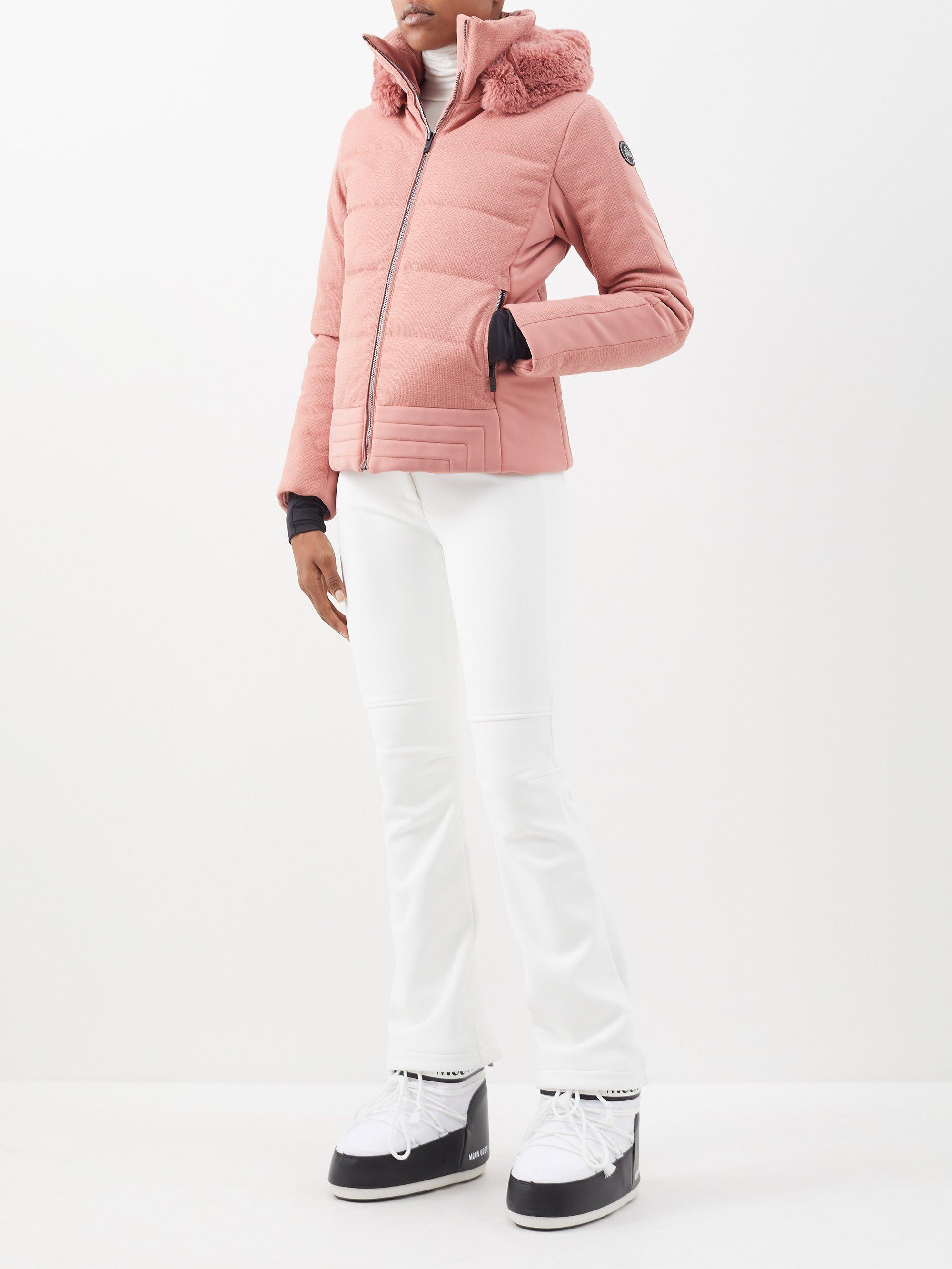 Fusalp Gardena Faux-fur Hooded Down Ski Jacket in Pink | Lyst