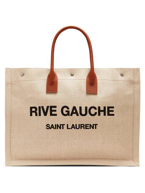 Saint Laurent Rive Gauche Canvas Tote Bag in Natural - Lyst