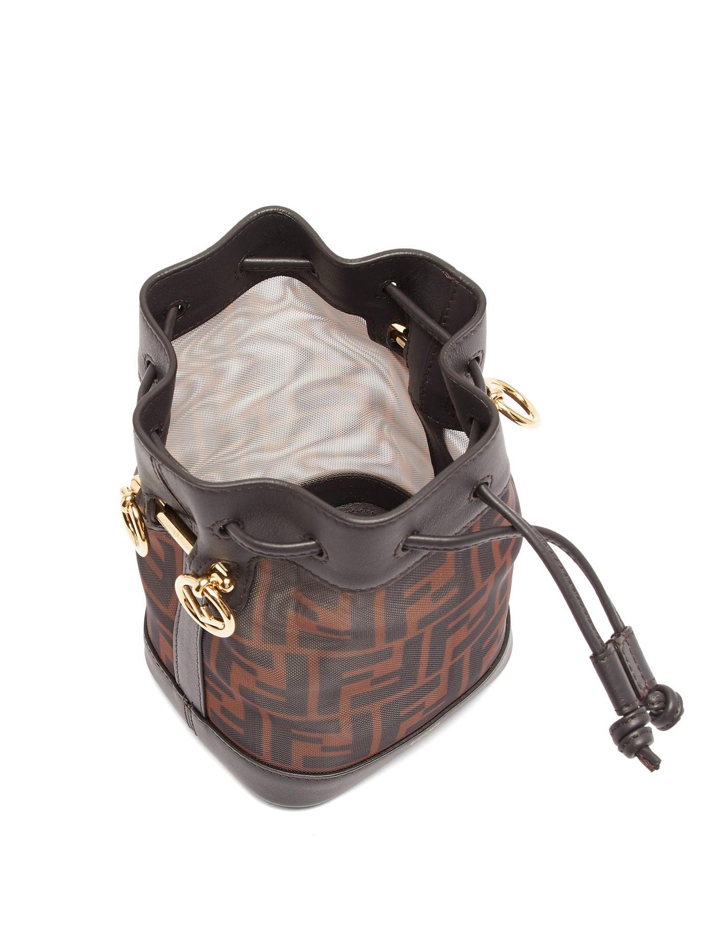 Mon Tresor - Brown leather mini-bag with 3D roses