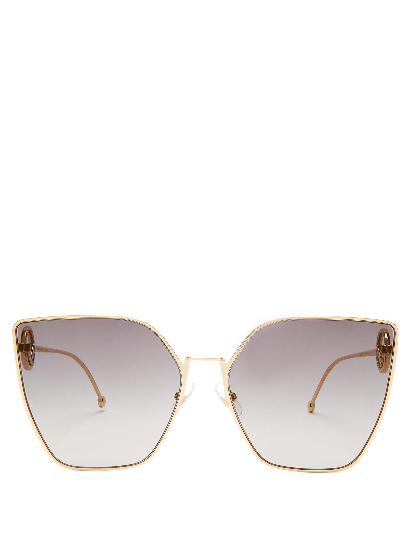 Fendi Oversized Cat Eye Sunglasses in Metallic | Lyst