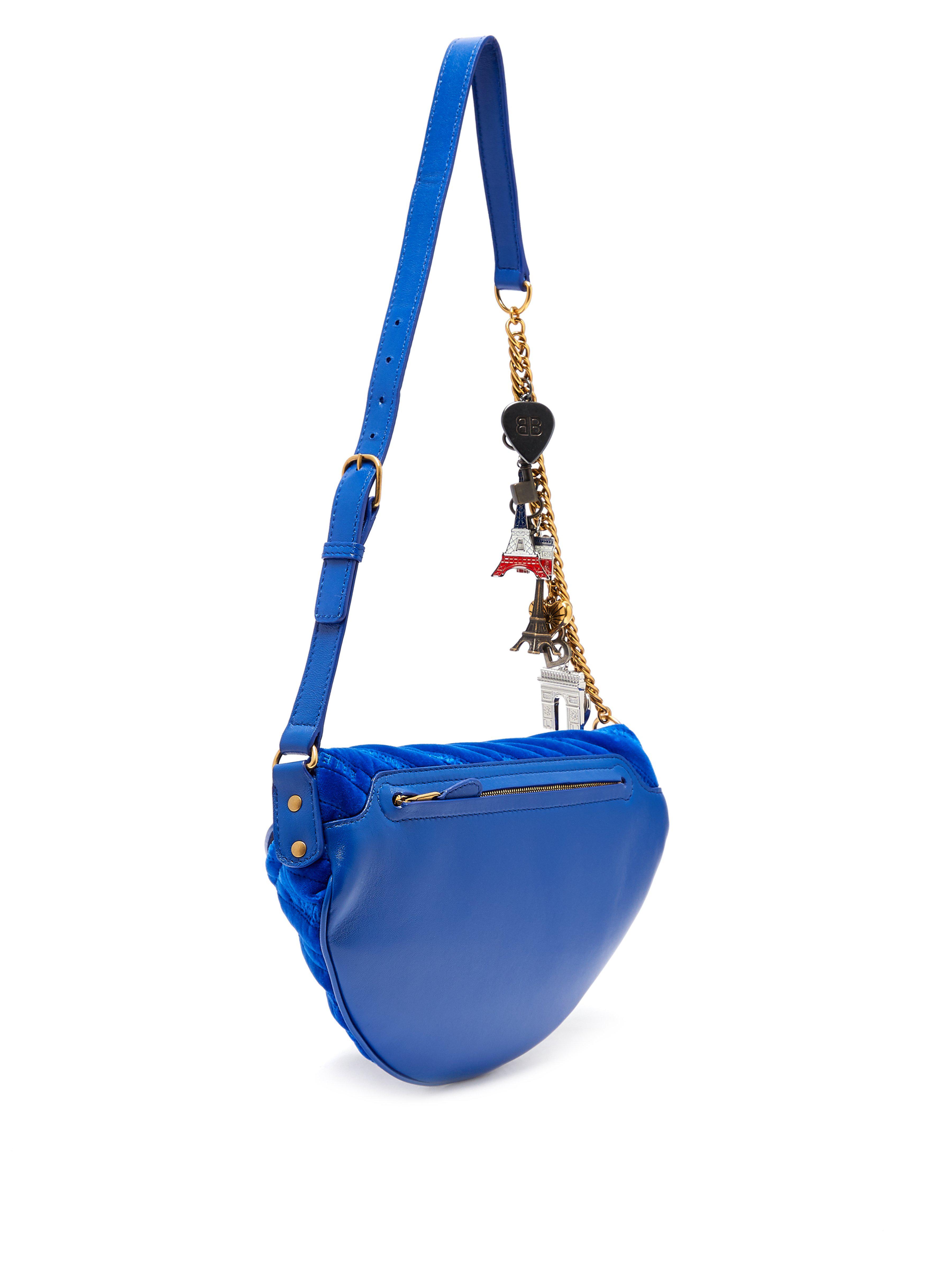 Balenciaga Souvenir Velvet Belt Bag in Blue - Lyst