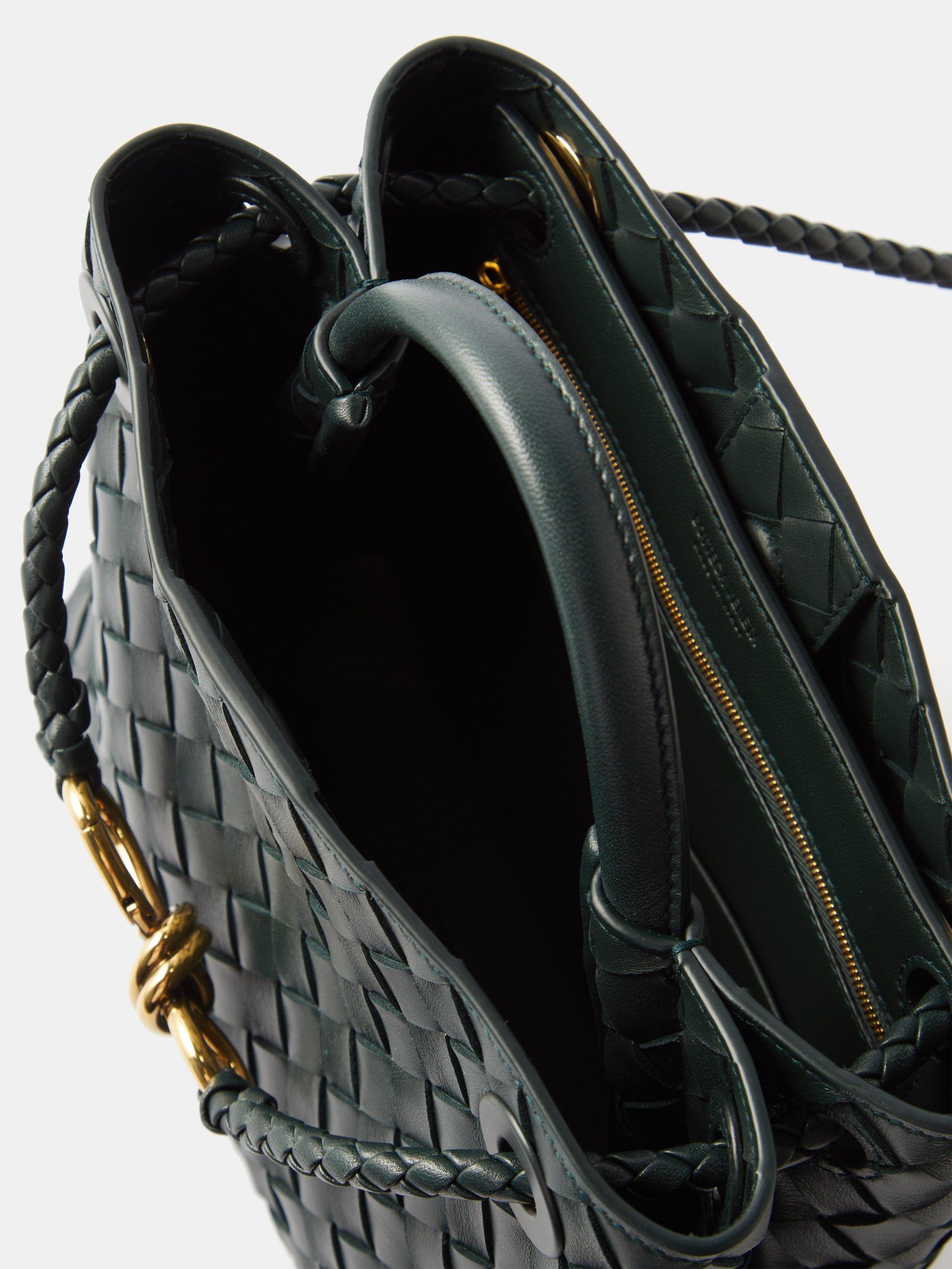 Black Andiamo small Intrecciato-leather handbag, Bottega Veneta
