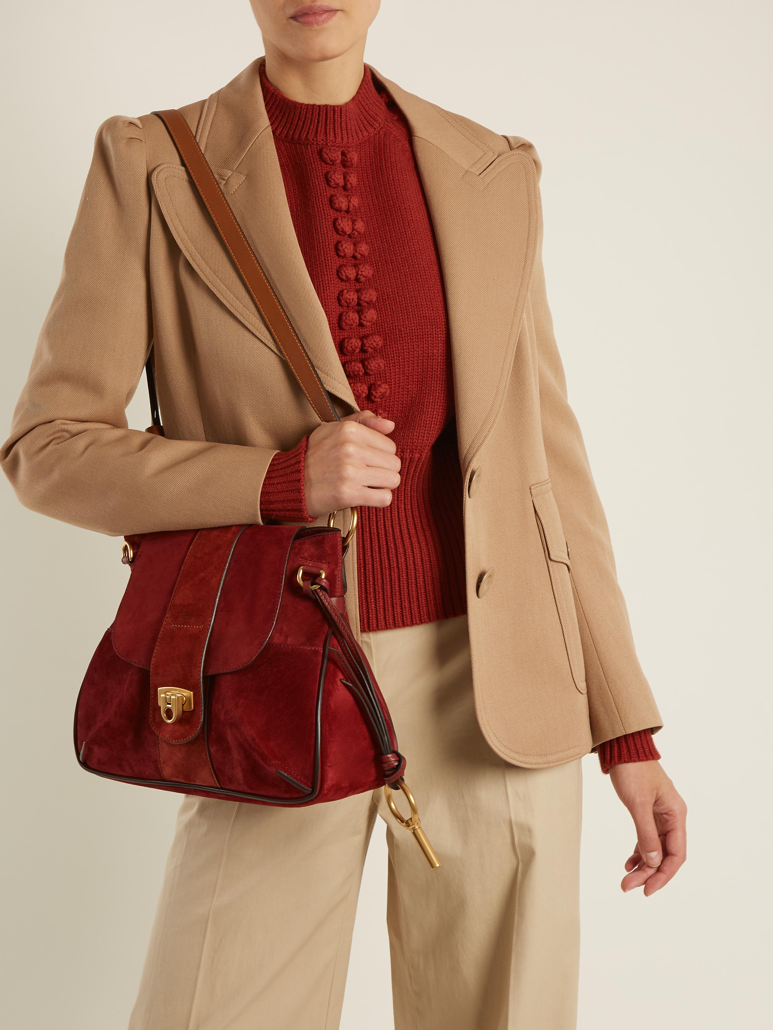 Chloé Lexa Small Suede Shoulder Bag in Red | Lyst