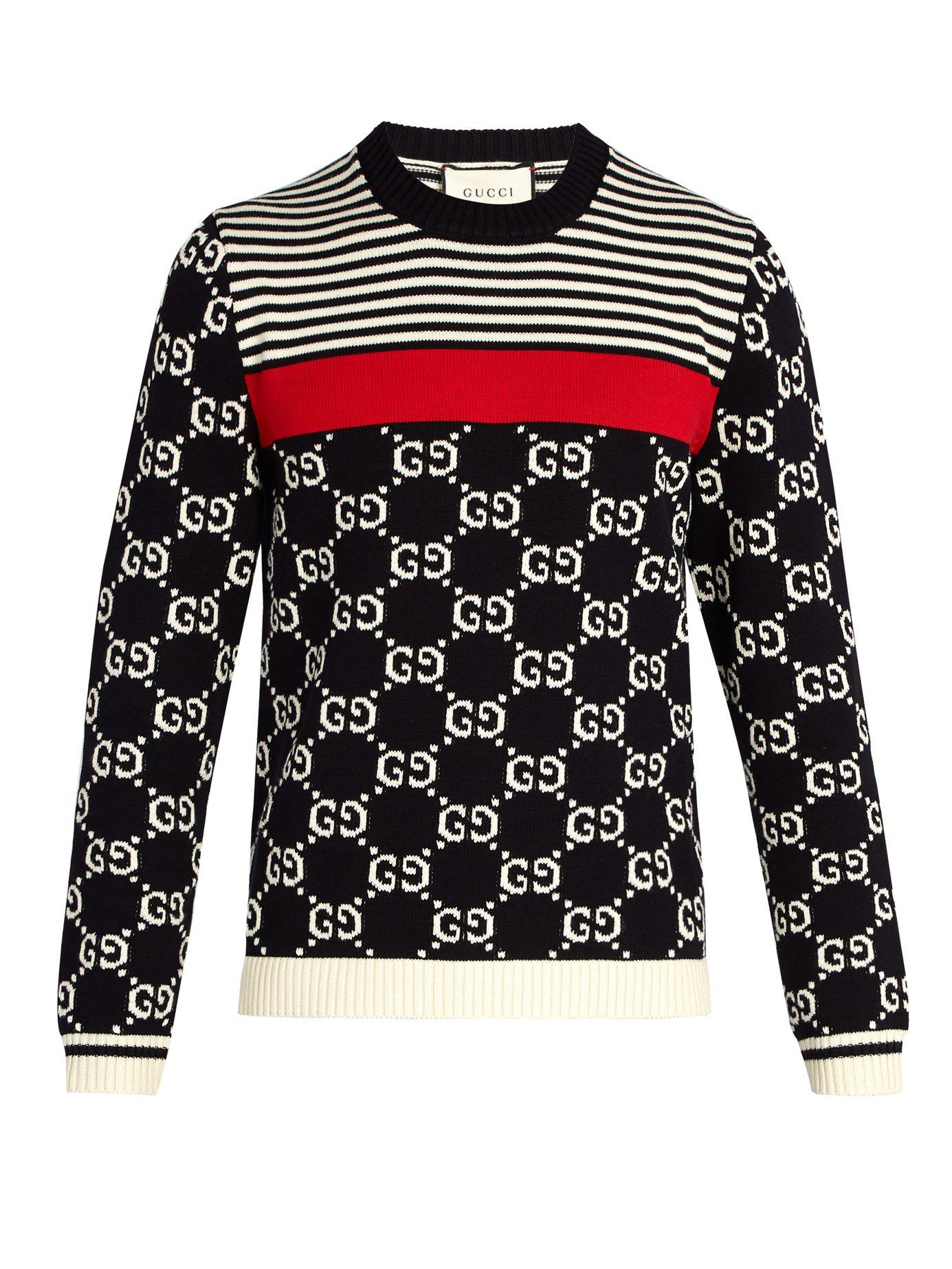 Gucci GG And Stripes Knit Sweater in Black for Men | Lyst Canada