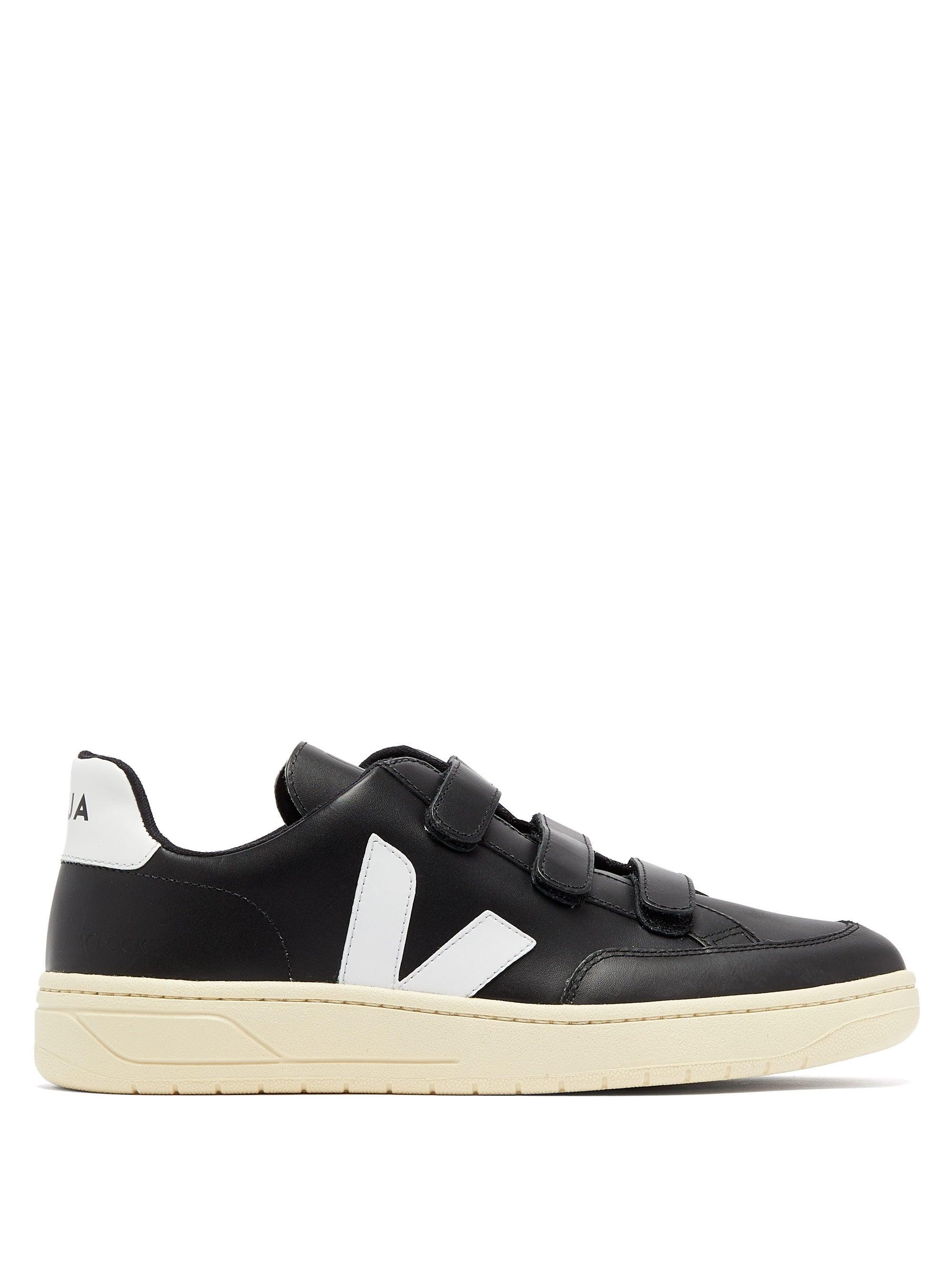 Vejas V-lock Velcro-strap Leather Trainers in Black for Men | Lyst