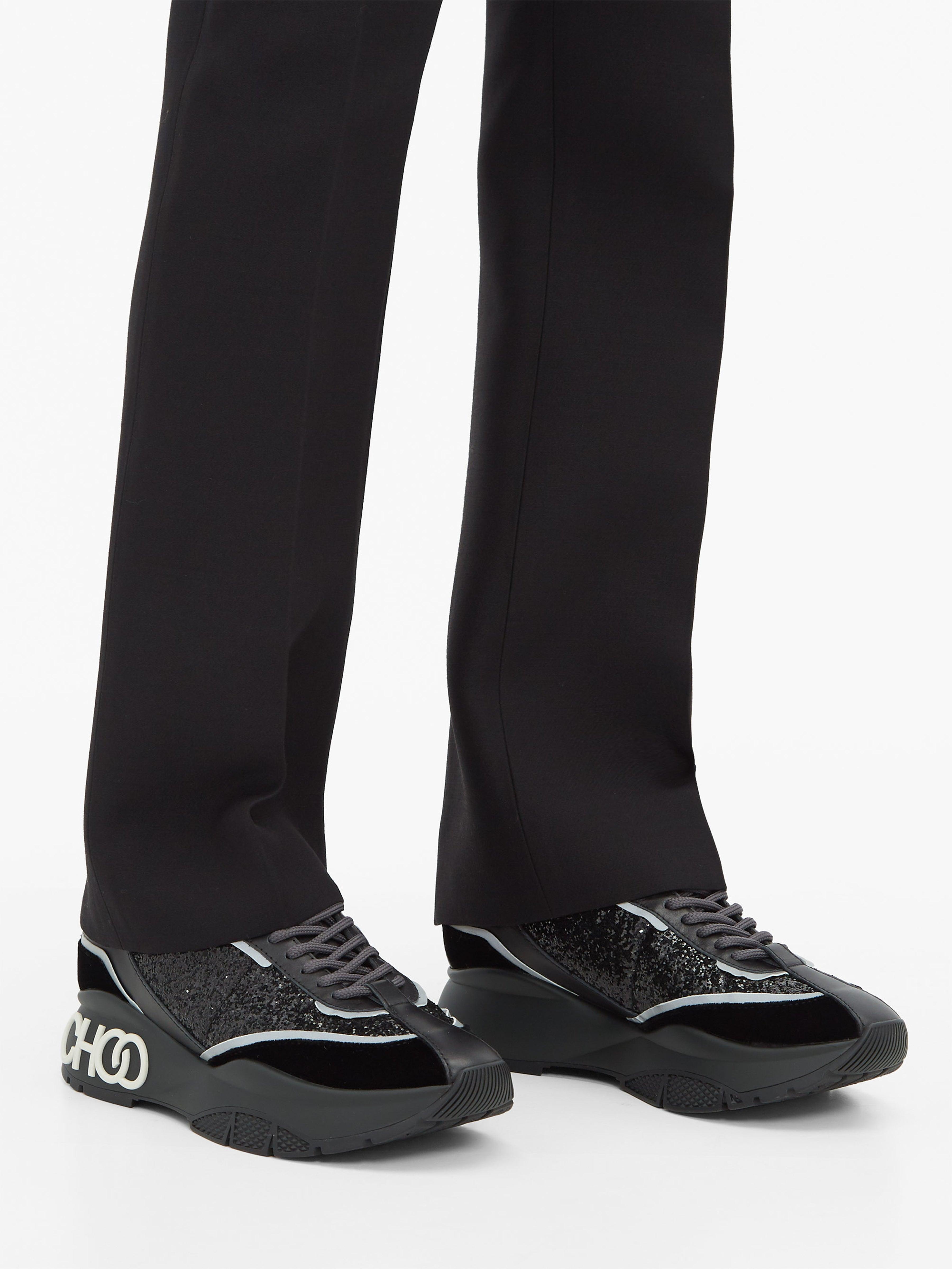 jimmy choo raine glitter trainers