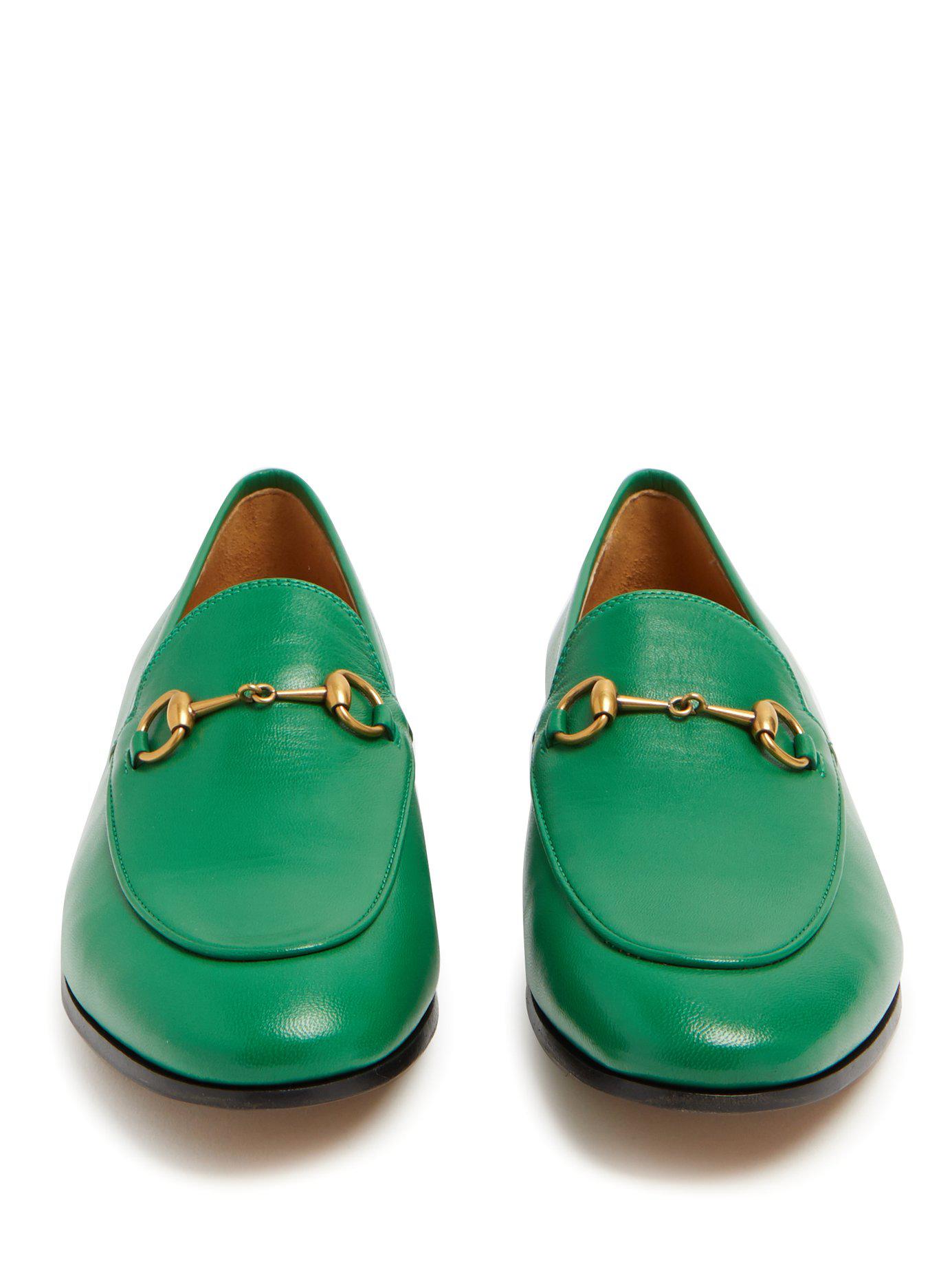 Gucci Jordaan Leather Loafers in Green Lyst