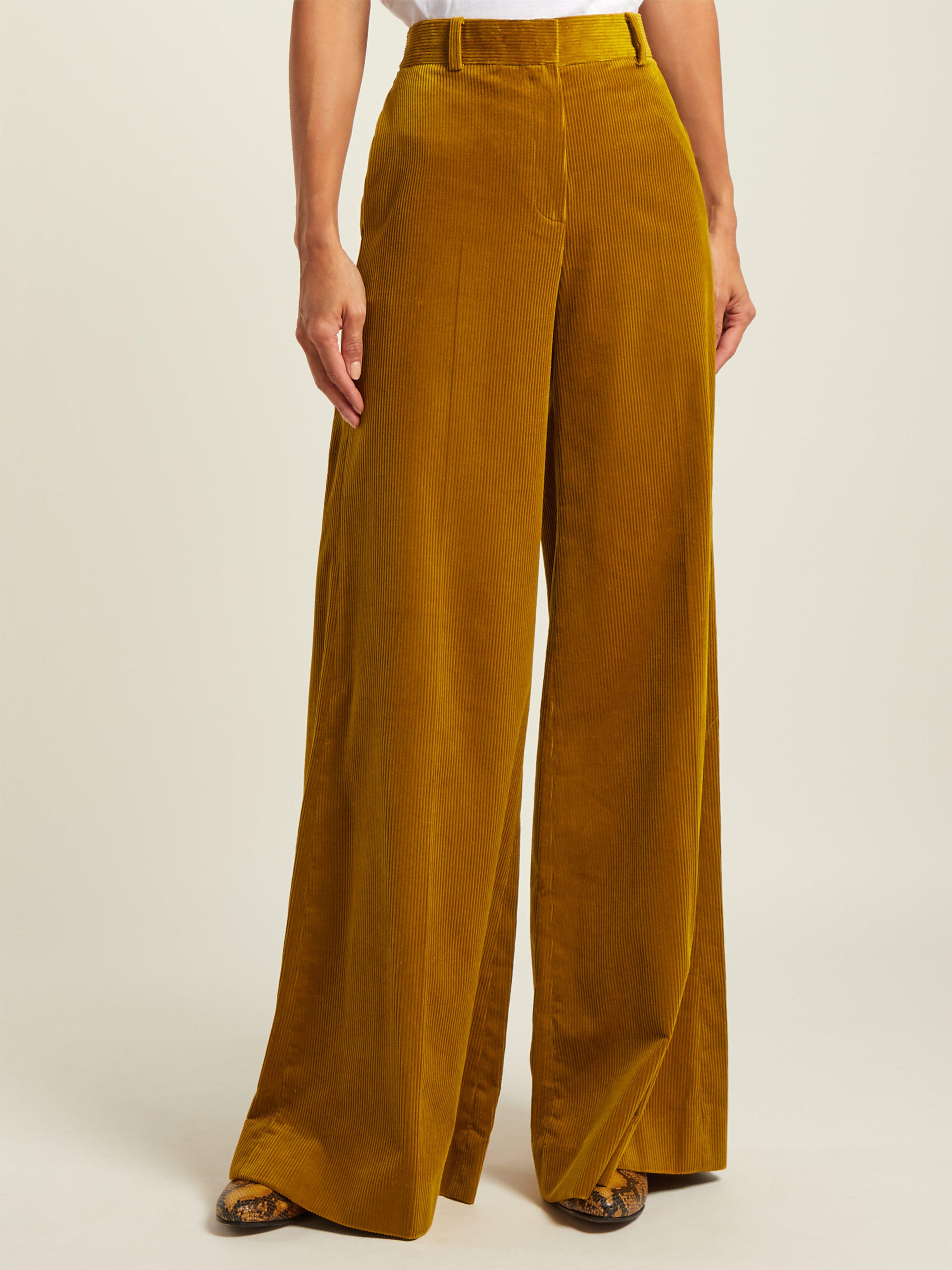 Bella Freud Bianca Wide-leg Cotton-corduroy Trousers in Dark Yellow ...