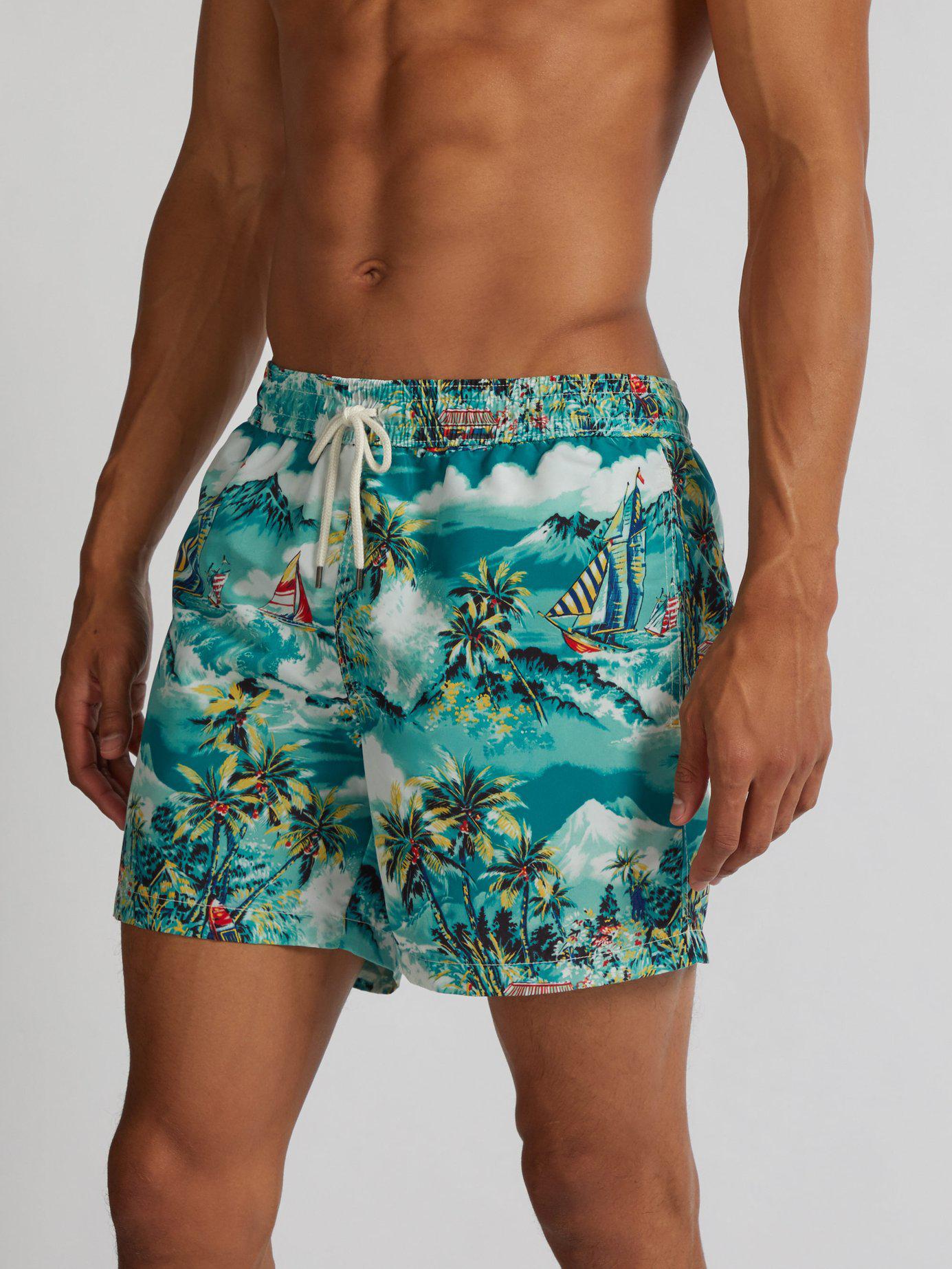 Polo Ralph Lauren Hawaii Print Swim Shorts in Green for Men - Lyst