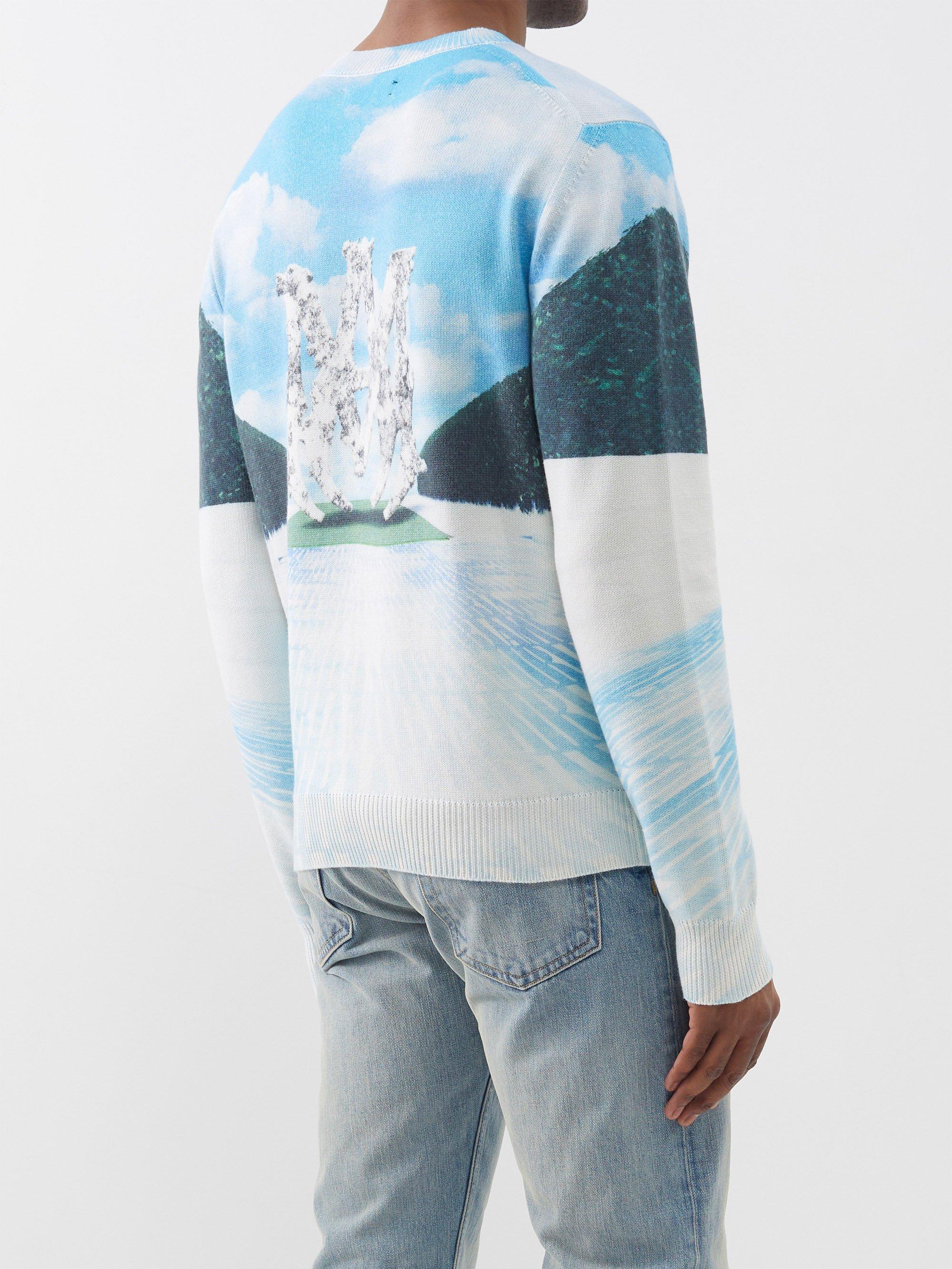 Logo Jacquard Knit Cashmere Sweater in Multicoloured - Amiri