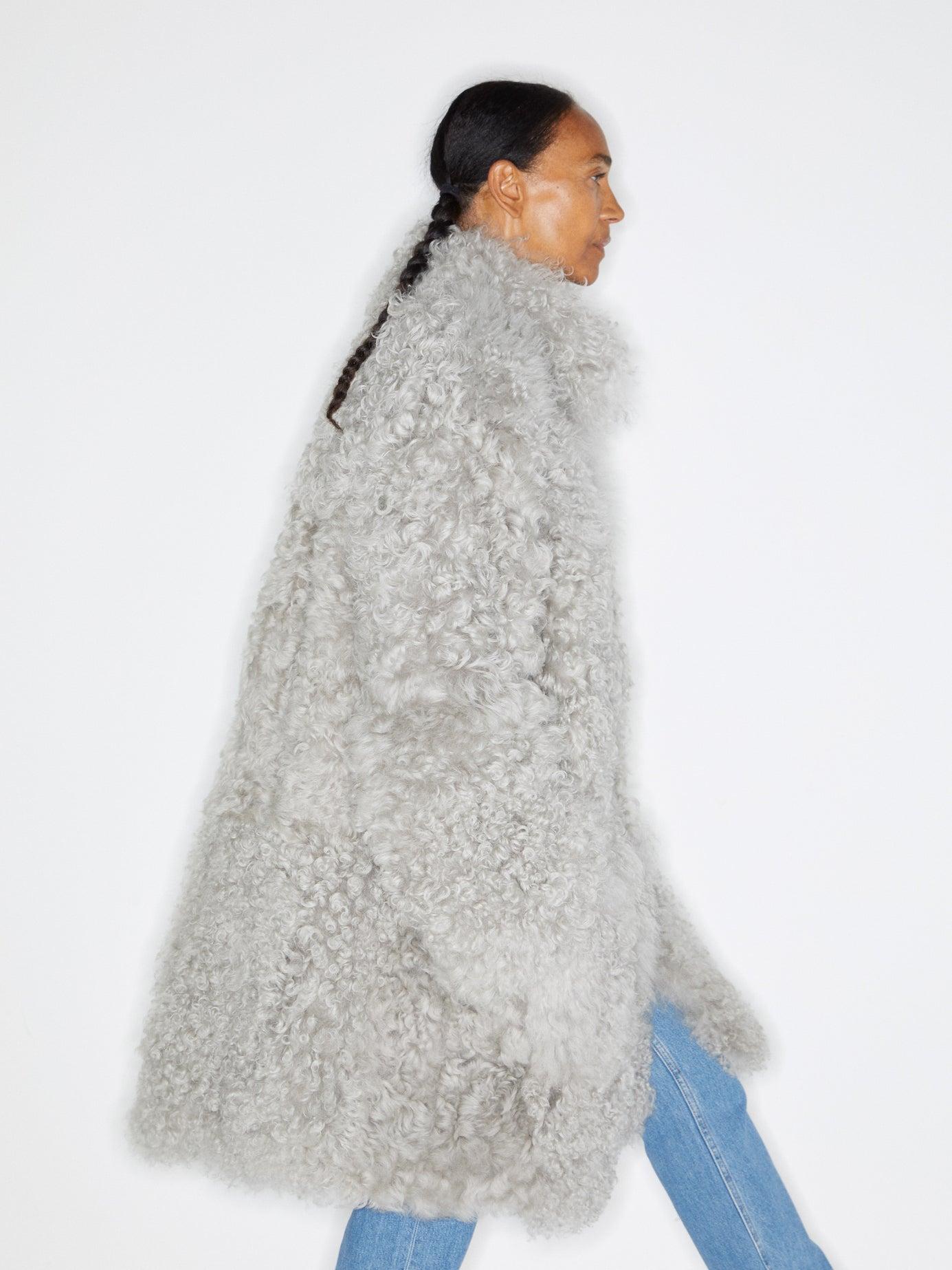 gray shearling coat
