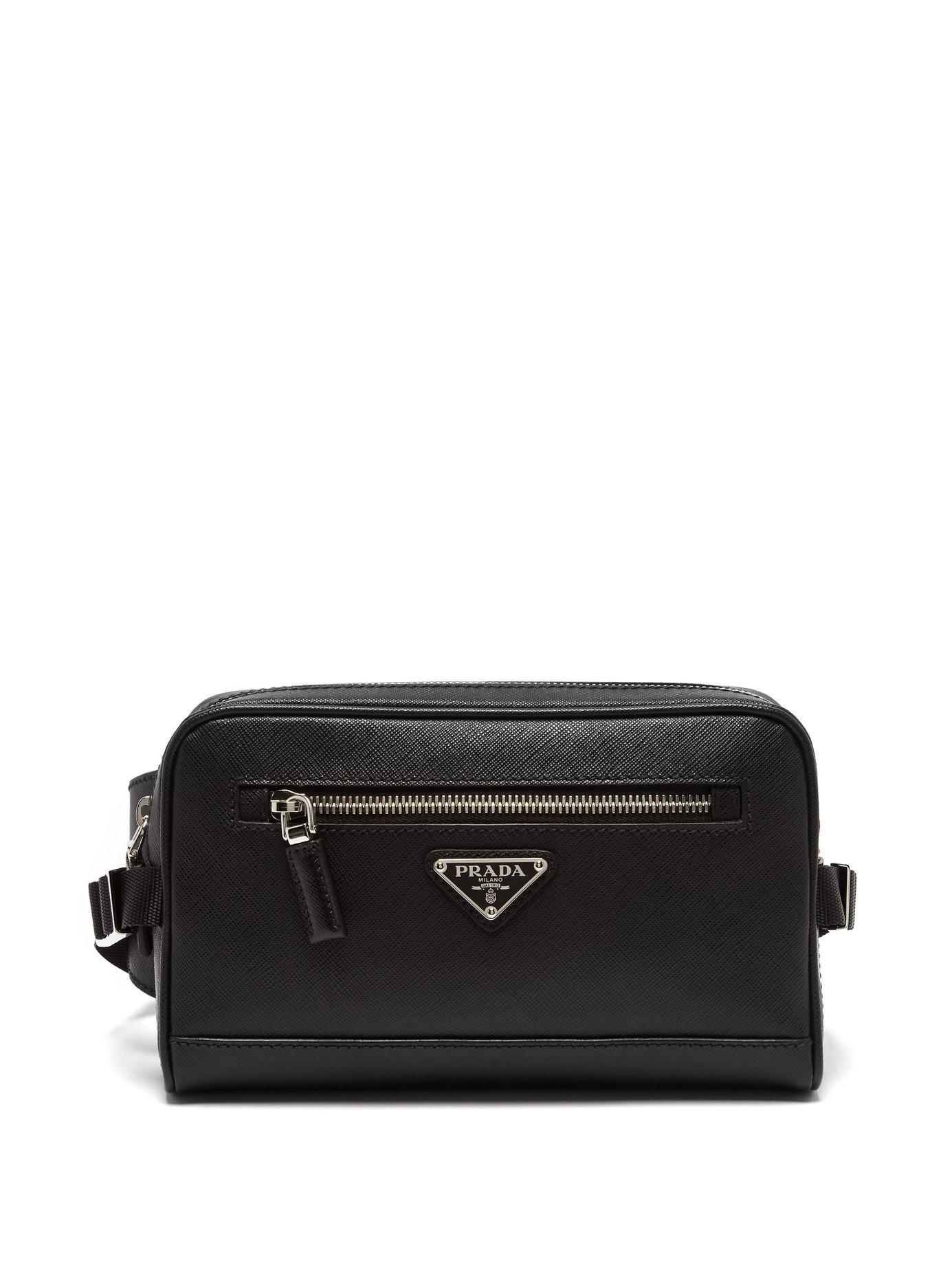 Prada Saffiano Leather Belt Bag in Black for Men Lyst Canada
