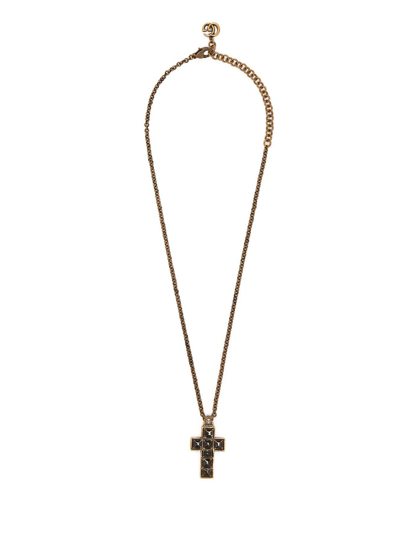Gucci Cross Pendant Necklace in Black Men Lyst