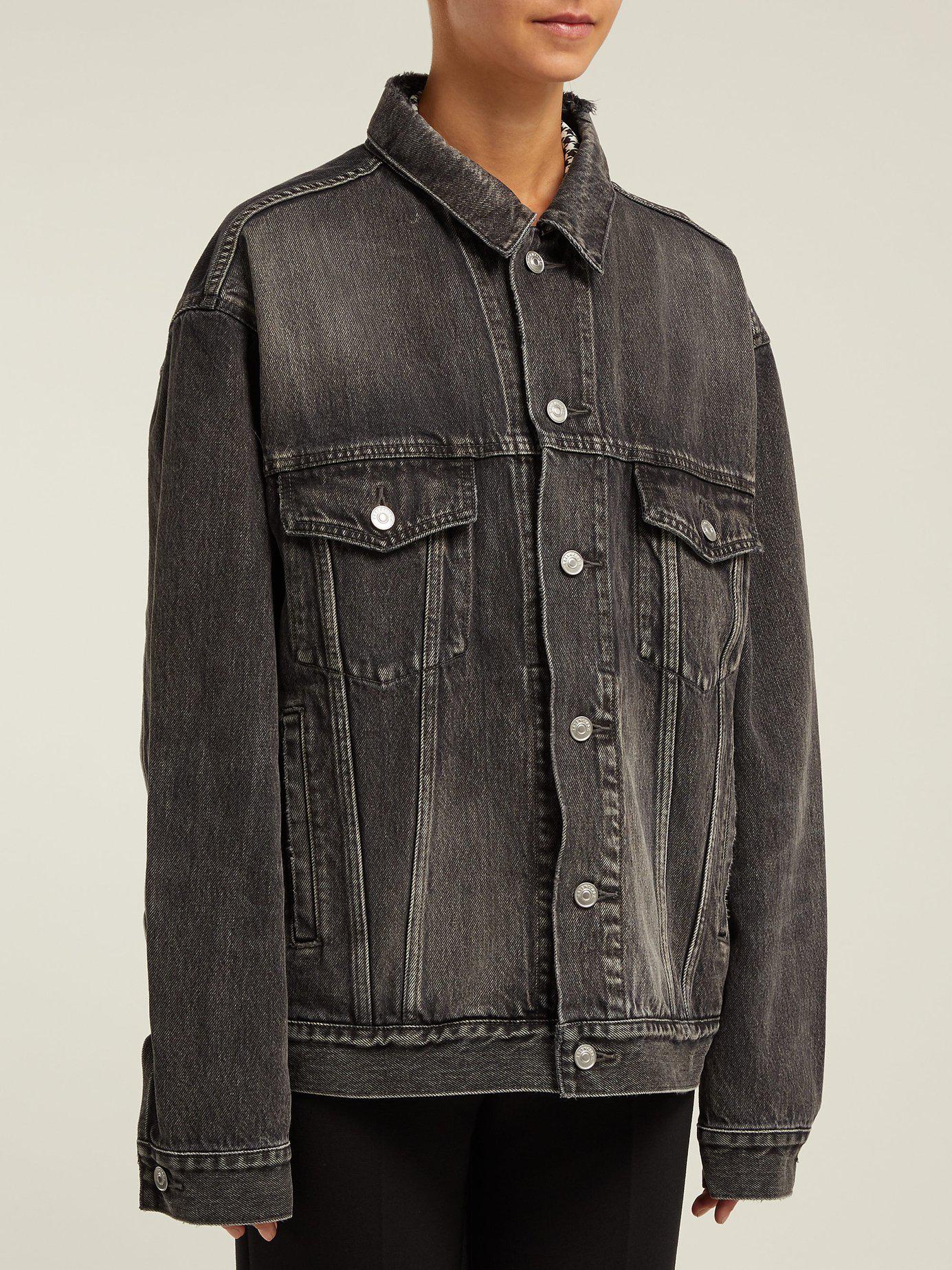 balenciaga logo print denim jacket