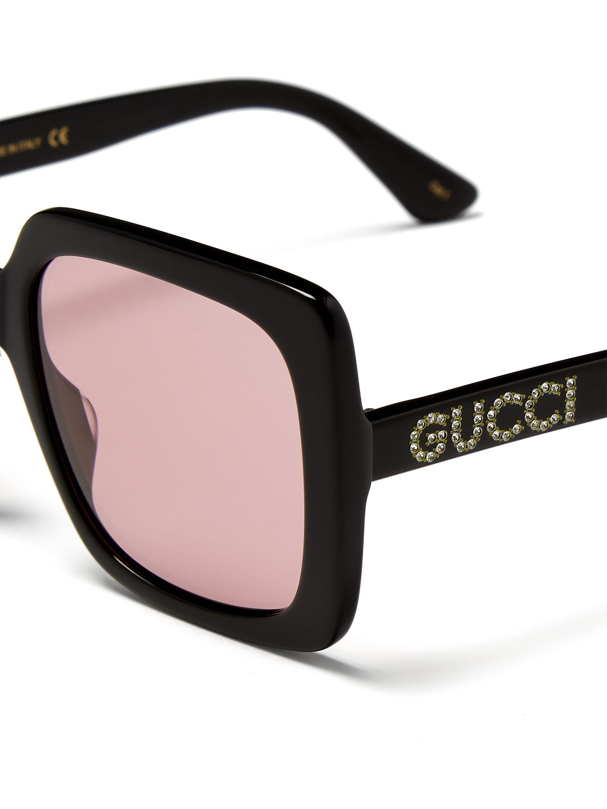 Gucci Crystal-logo Square Acetate Sunglasses