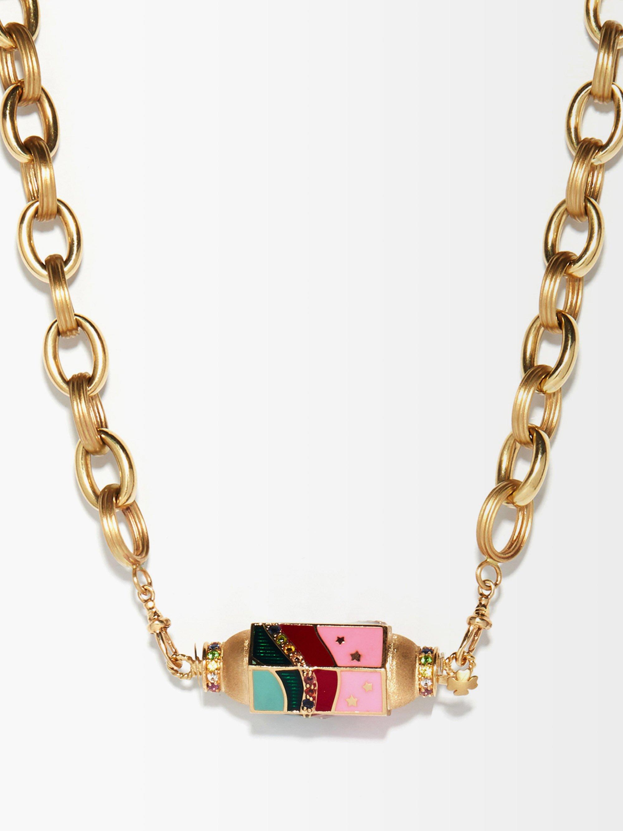 Marie Lichtenberg Rosa Chain Sapphire, Enamel & 14kt Gold Choker | Lyst