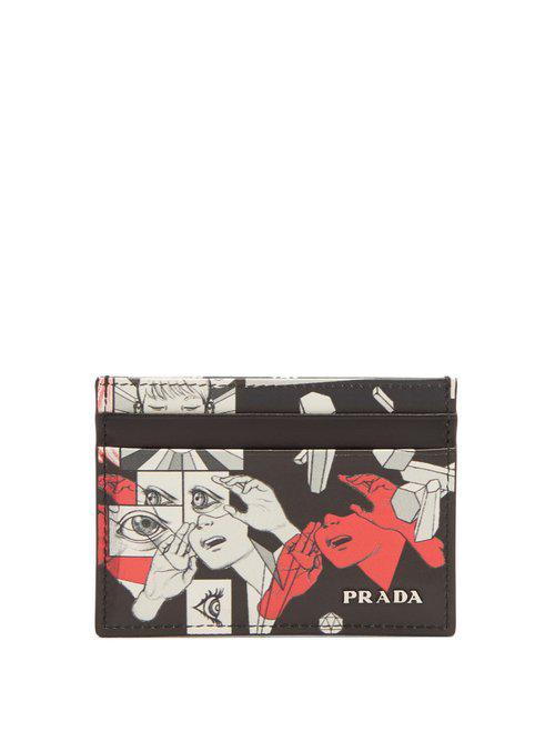 Prada Leather Comic-print Cardholder in Black Red (Black) for Men | Lyst