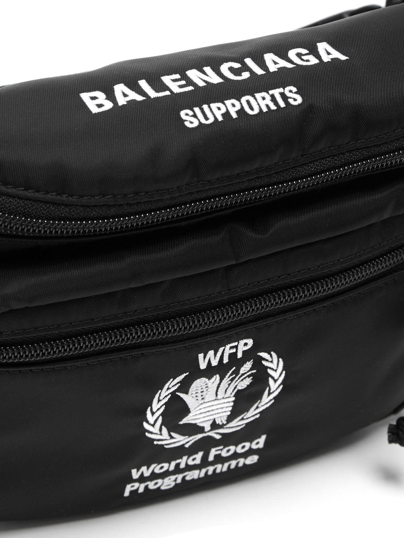 Balenciaga Synthetic Wfp Embroidered Nylon Belt Bag in Black for Men Lyst