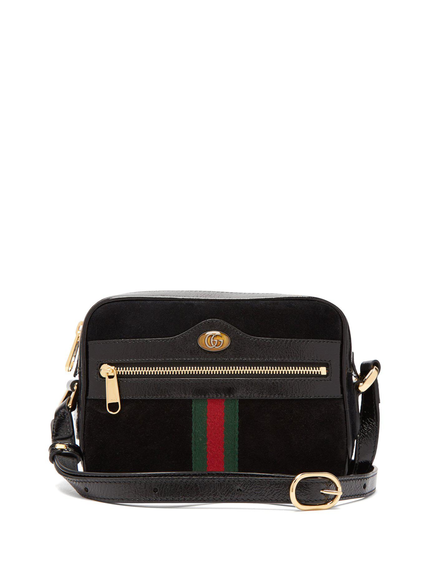 Reservere design støn Gucci Ophidia Black Suede Cross Body Mini Bag - Lyst