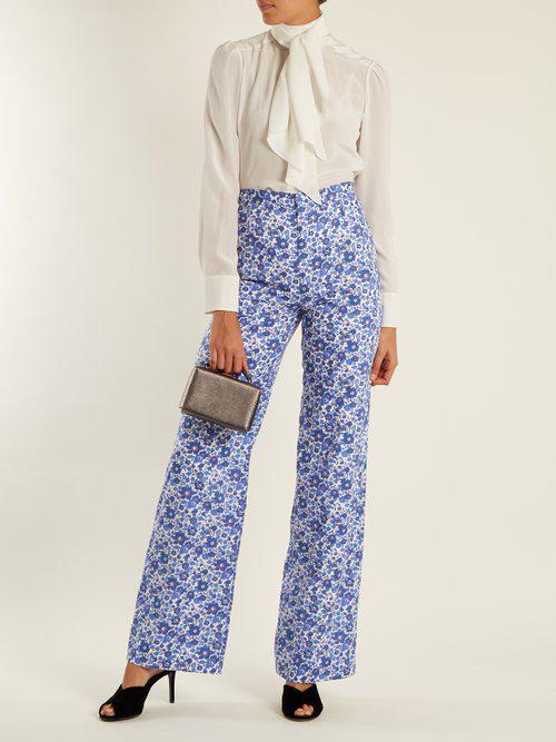 The Vampire's Wife Liberty-print Wide-leg Cotton Trousers in Blue Print  (Blue) - Lyst