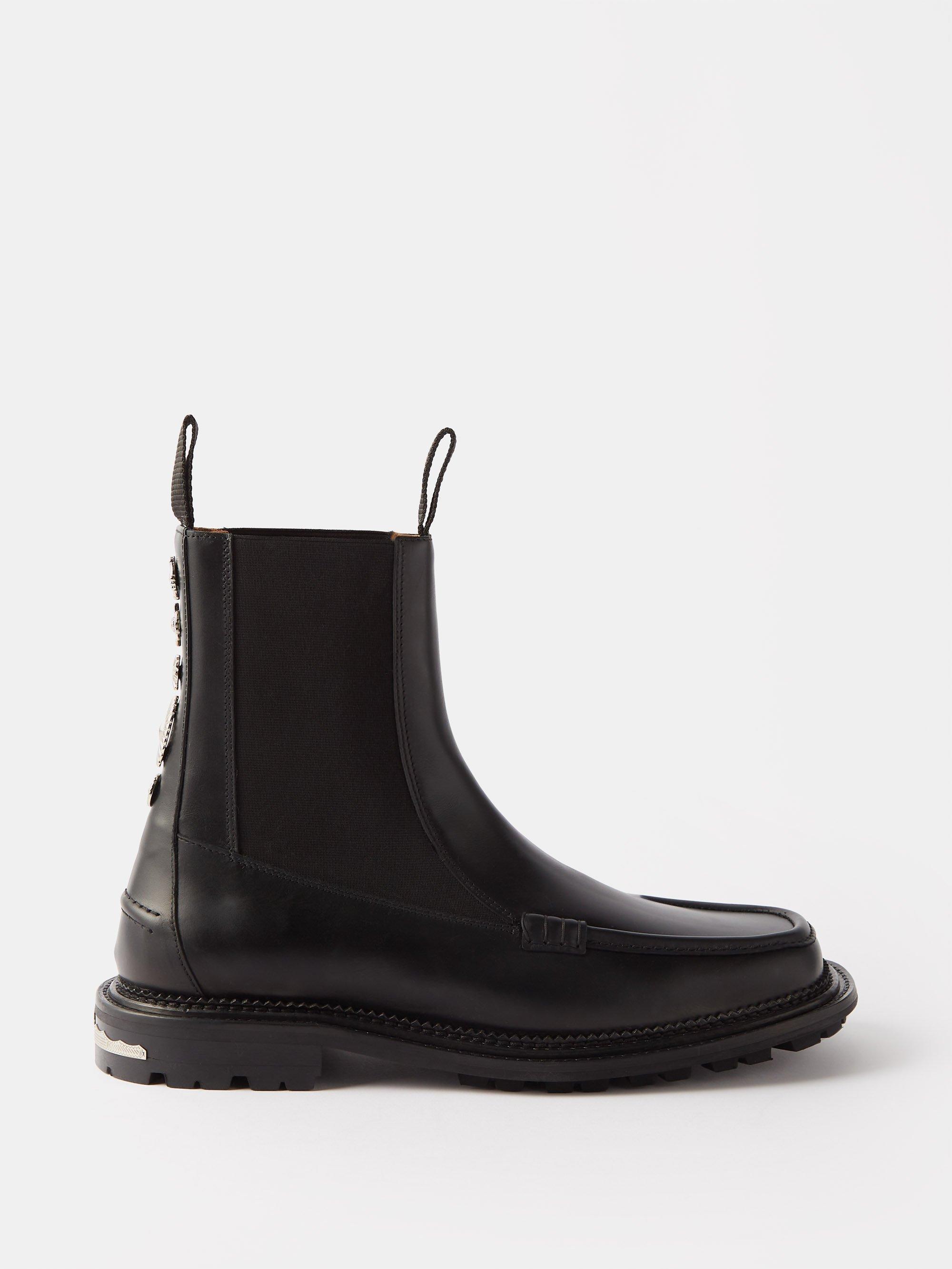 Toga Virilis Metal-plaque Leather Chelsea Boots in Black for Men | Lyst