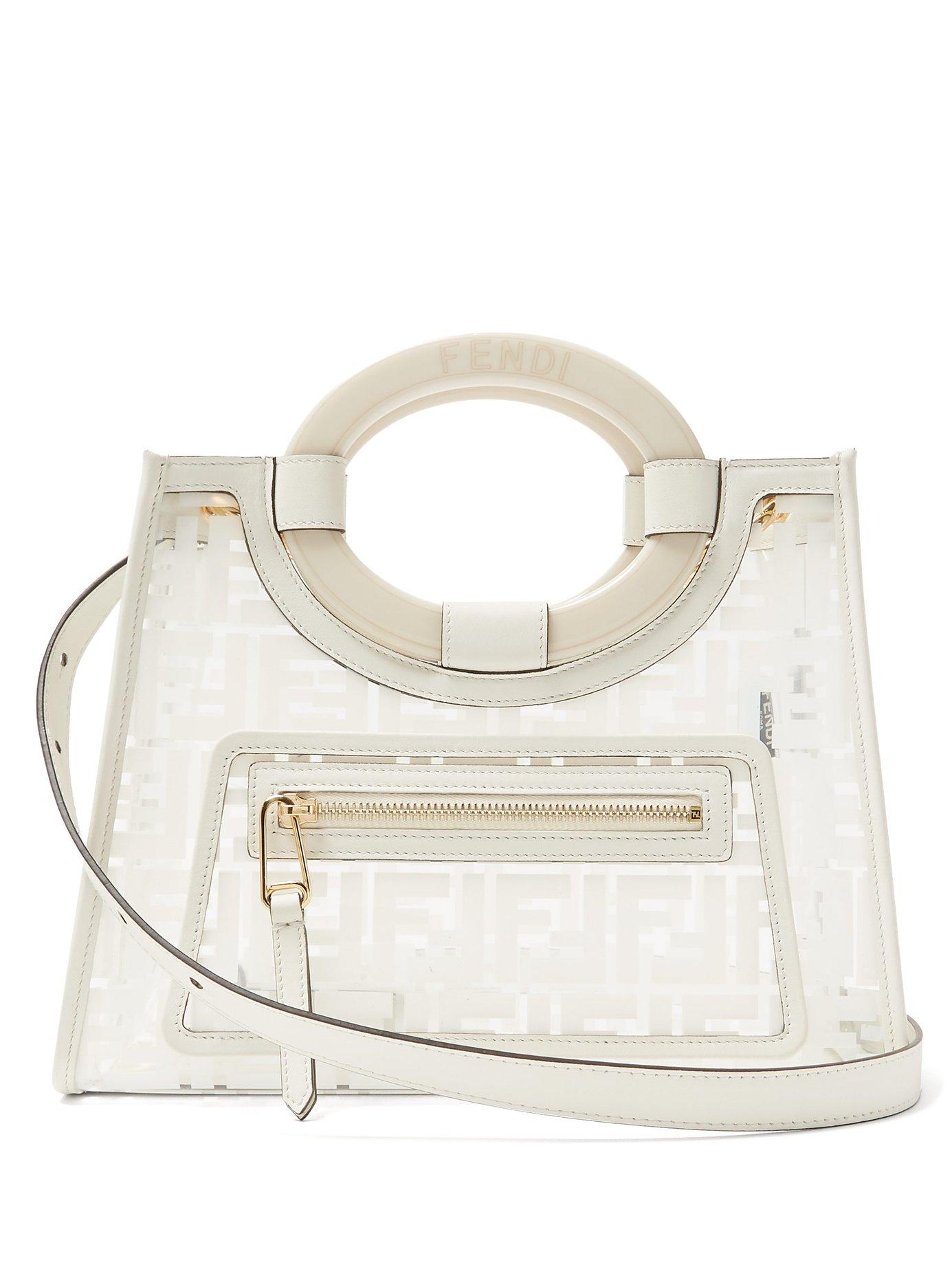 Fendi Runaway Small Leather & Pvc Shoulder Bag in White | Lyst