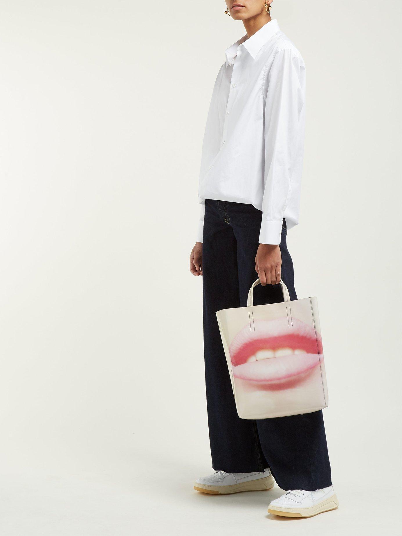 Acne Studios Baker Medium Lip Print Tote Bag in Pink | Lyst