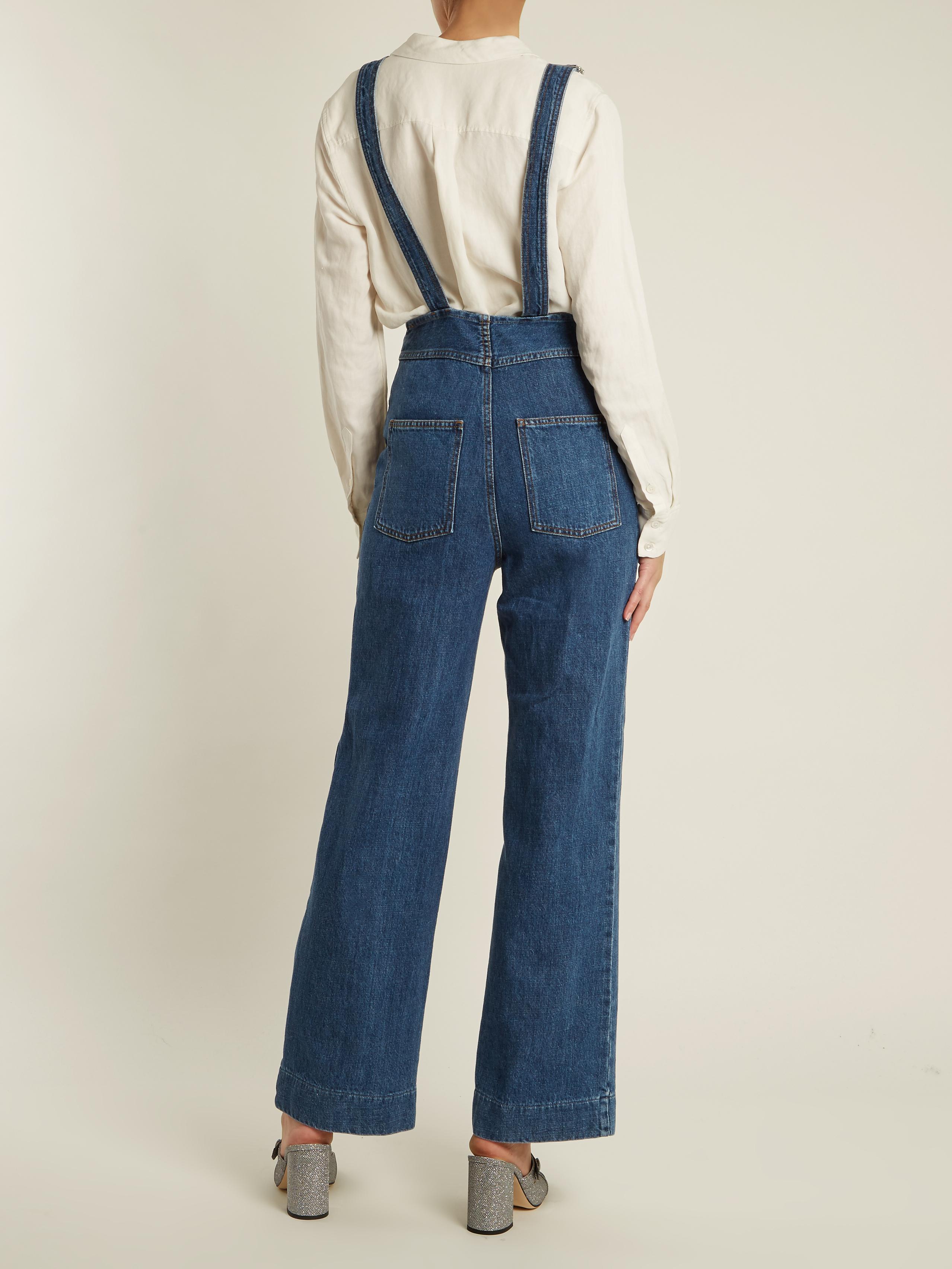 ALEXACHUNG Denim Zip-front Wide-leg 