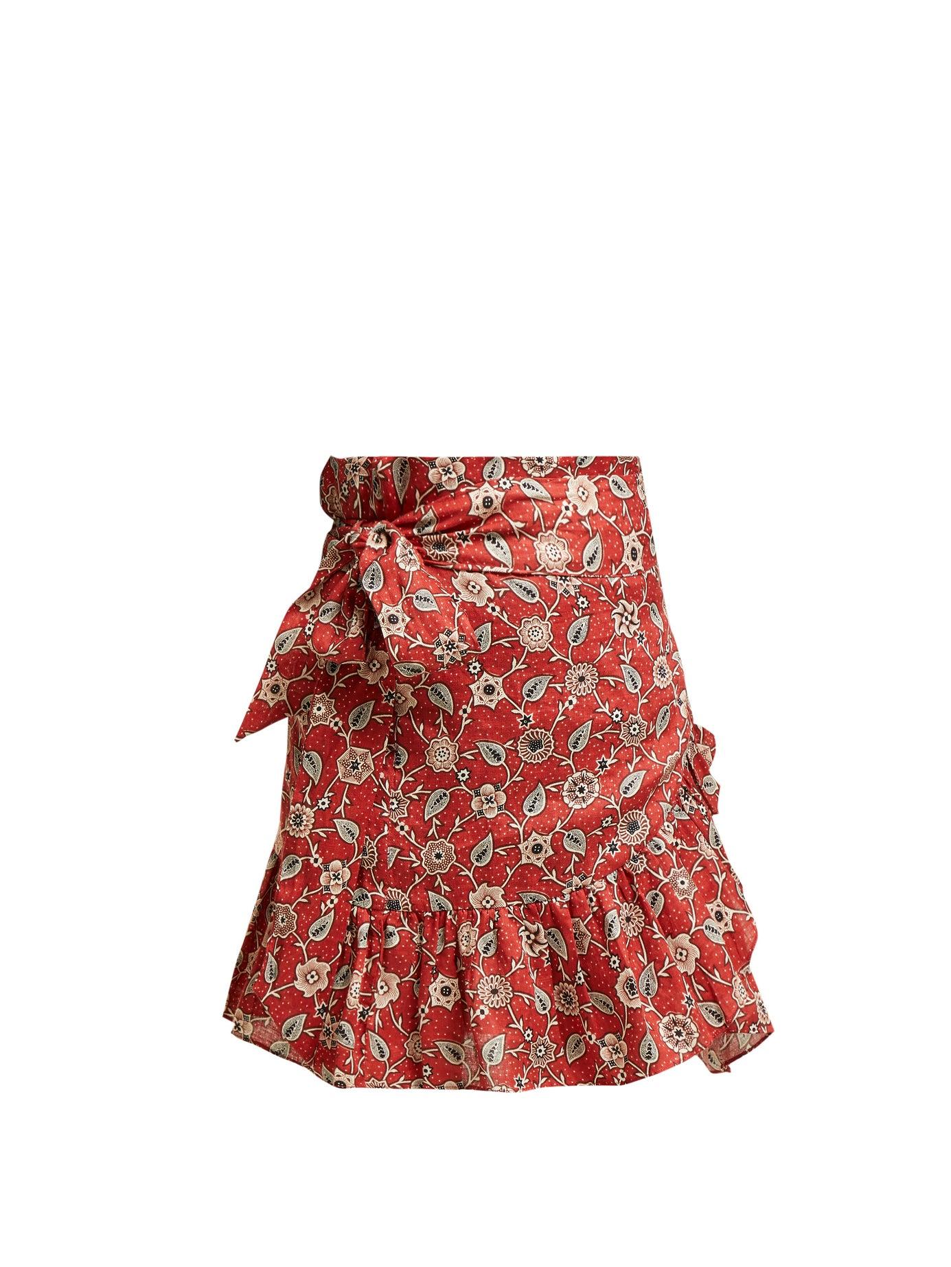 Étoile Isabel Marant Tempster Floral-print Cotton Wrap Skirt in Red | Lyst