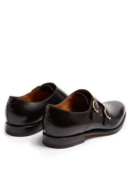 Gucci Signora Double Monk-strap Leather Shoes in Black for Men | Lyst