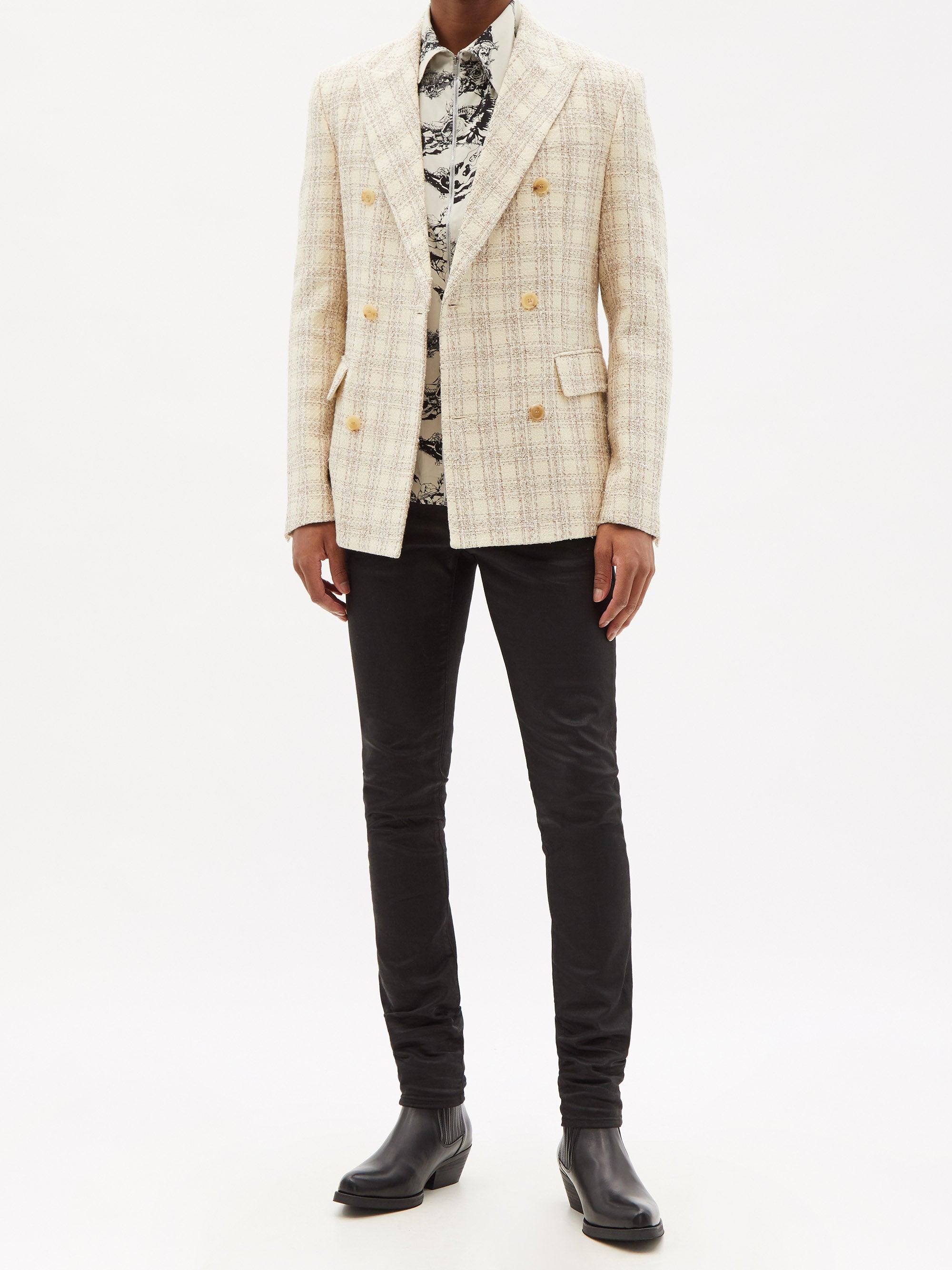 Amiri Check Double-breasted Bouclé-tweed Jacket in Natural for Men