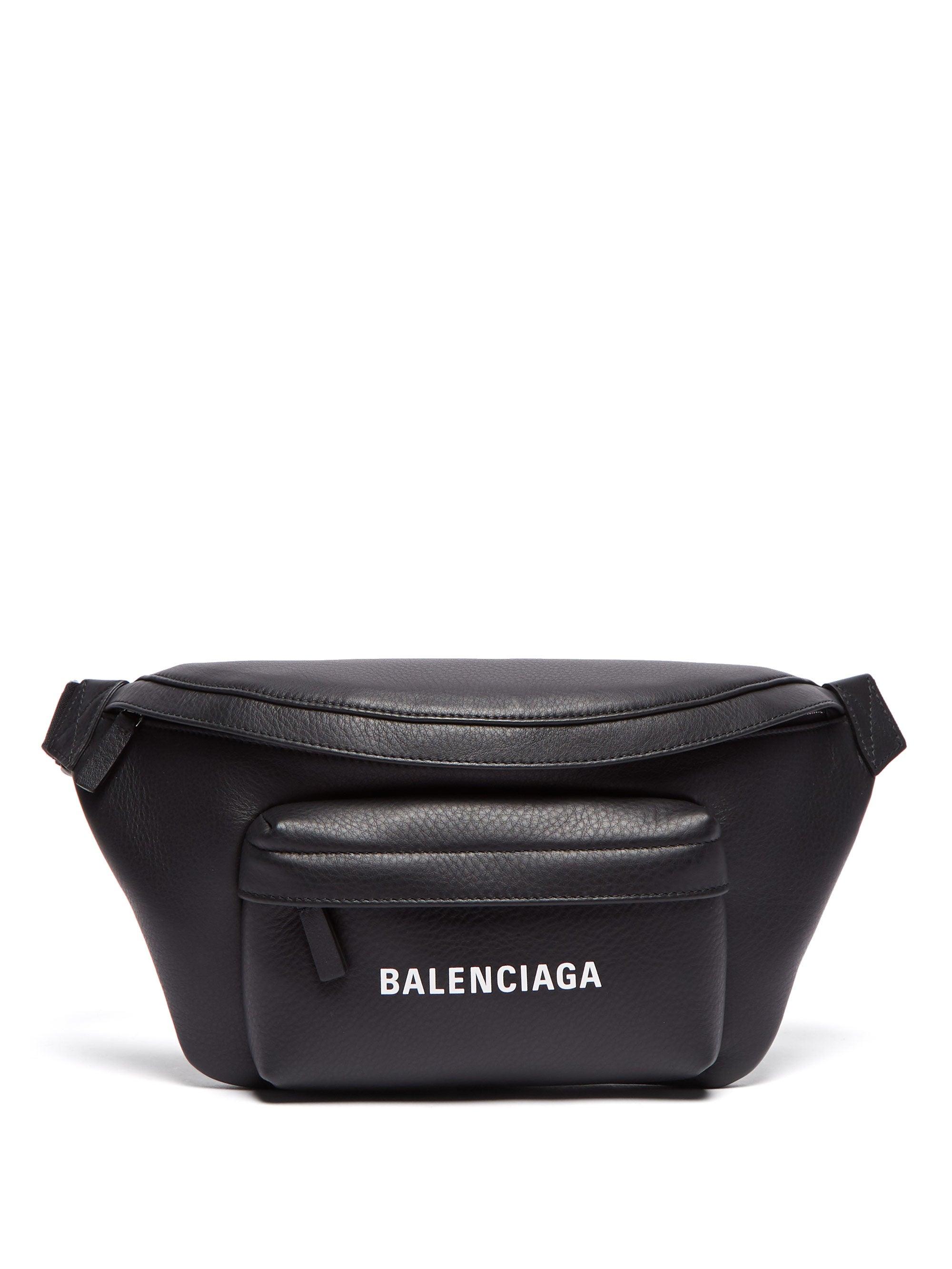 Balenciaga Logo-print Leather Belt Bag in Black for Men | Lyst