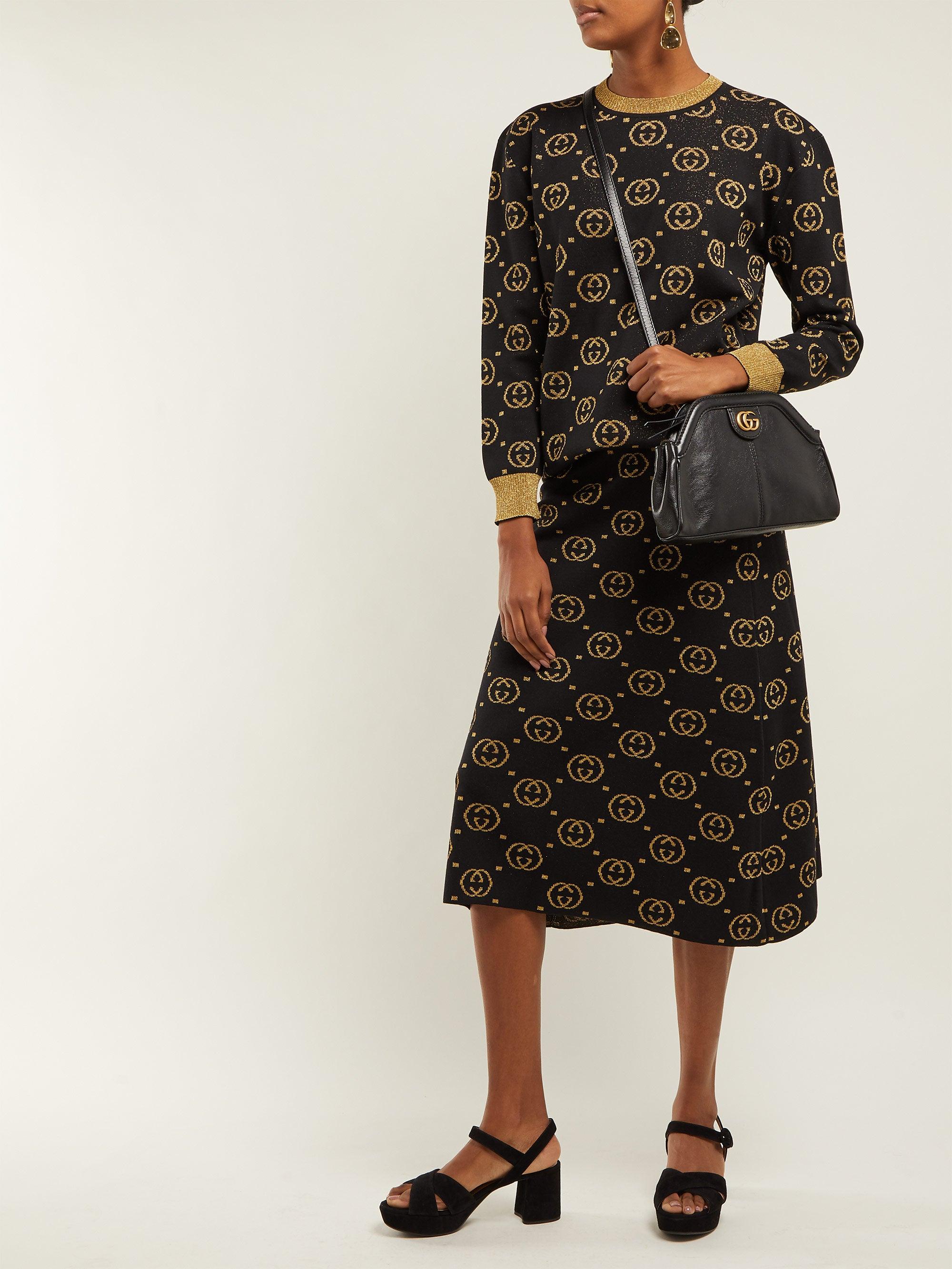 gucci black and gold dress