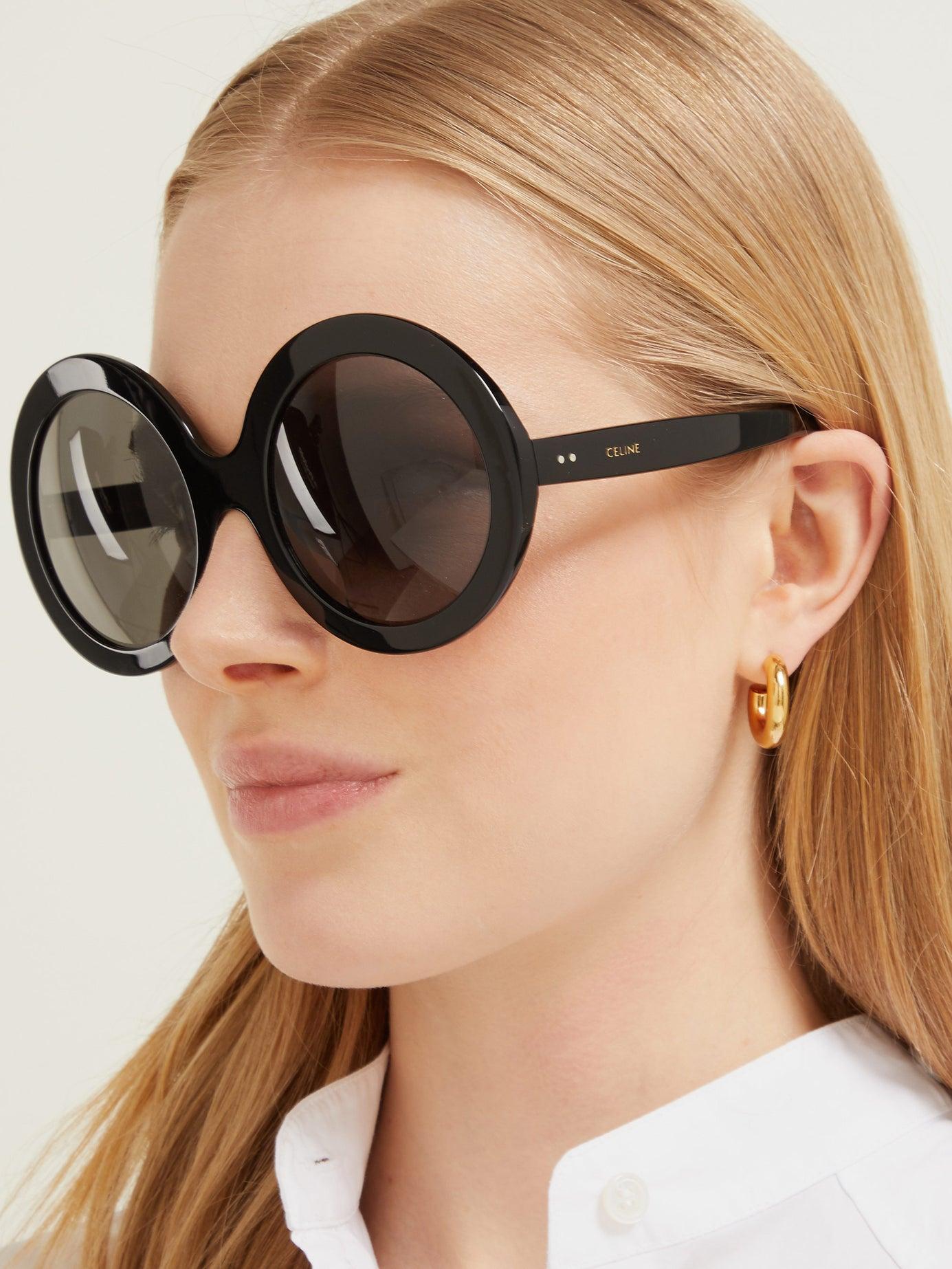 Céline Denim Oversized Round Acetate Sunglasses in Black - Lyst